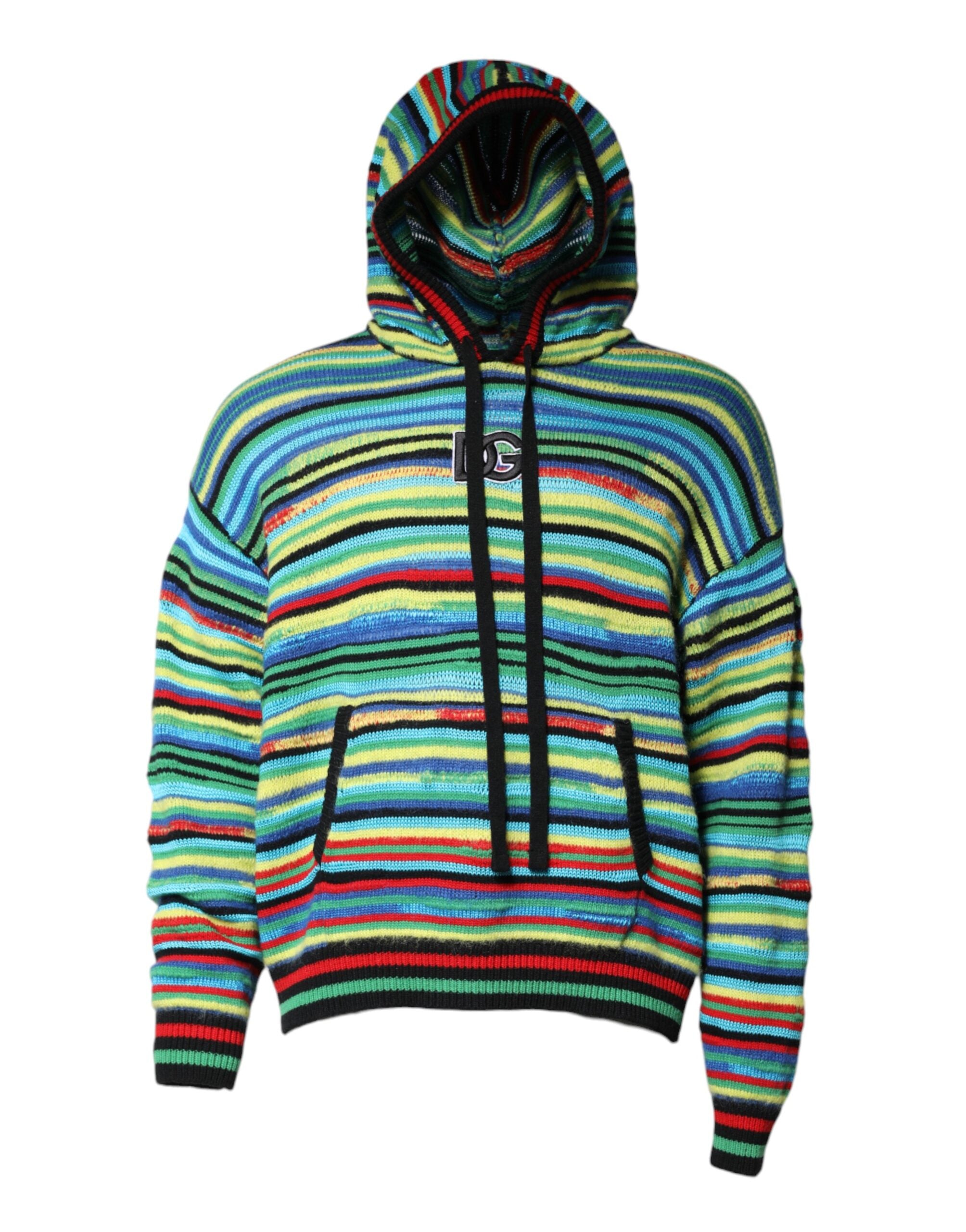 Dolce & Gabbana Multicolor Cotton Hooded Pullover Men's Sweater