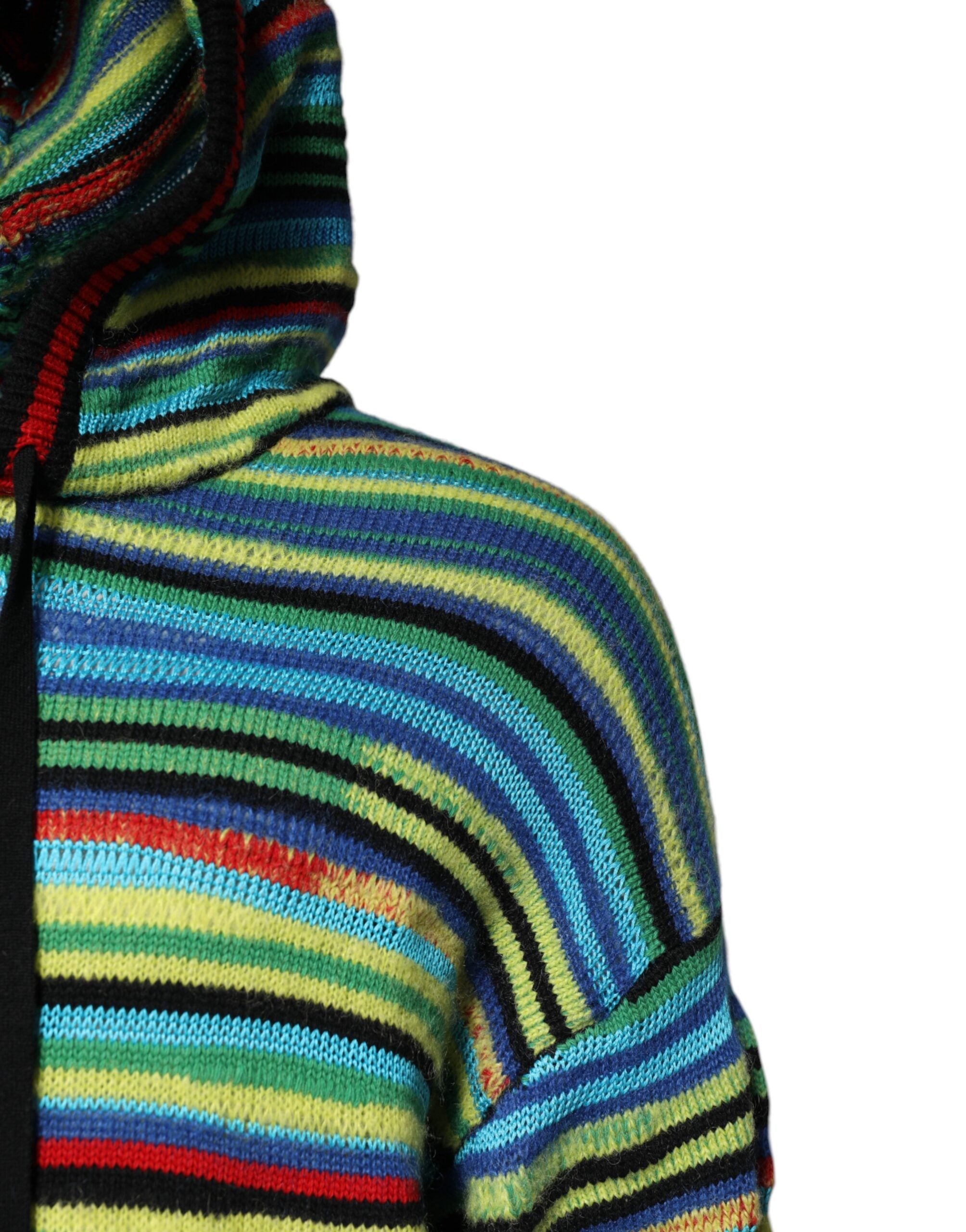 Dolce & Gabbana Multicolor Cotton Hooded Pullover Men's Sweater