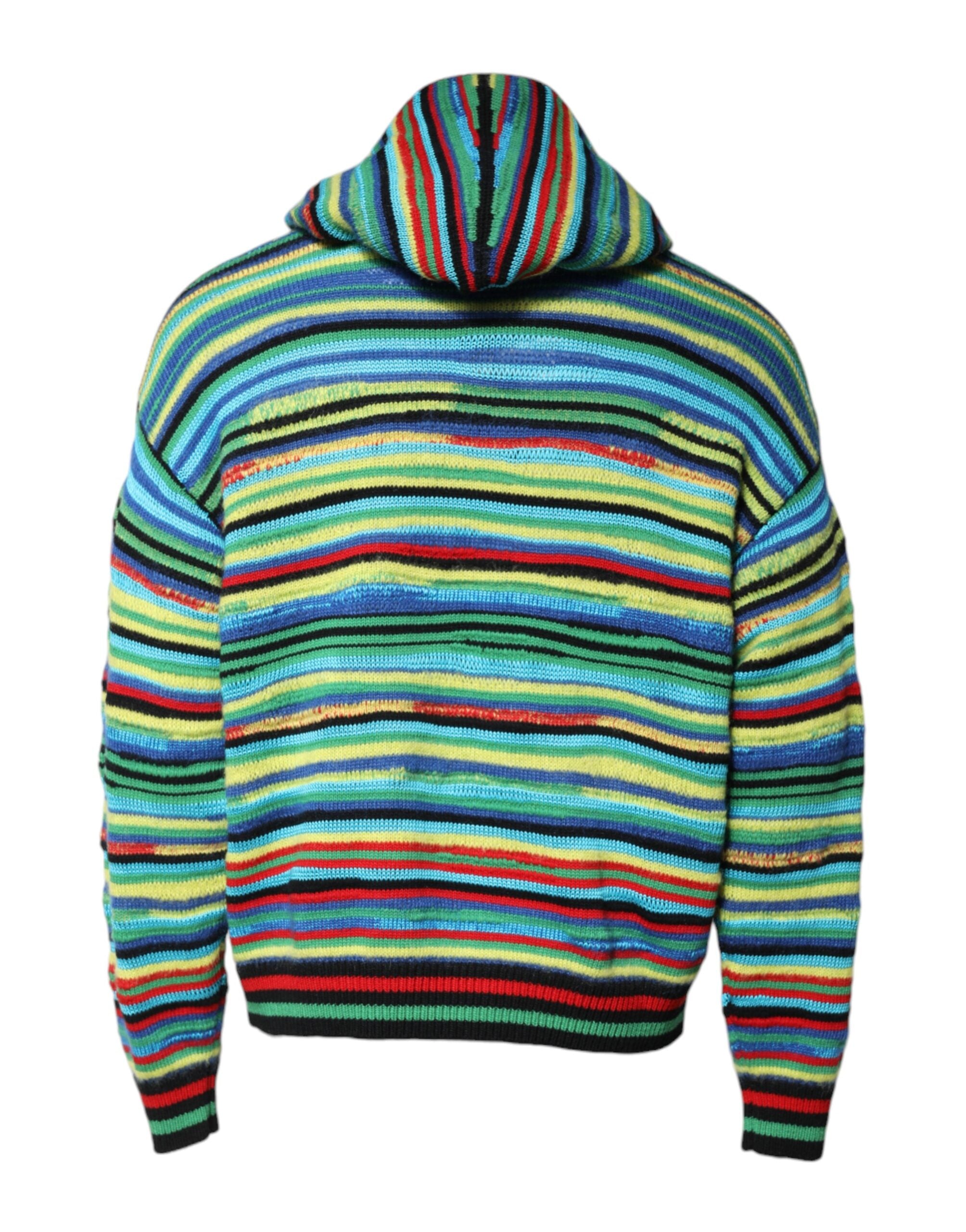 Dolce & Gabbana Multicolor Cotton Hooded Pullover Men's Sweater