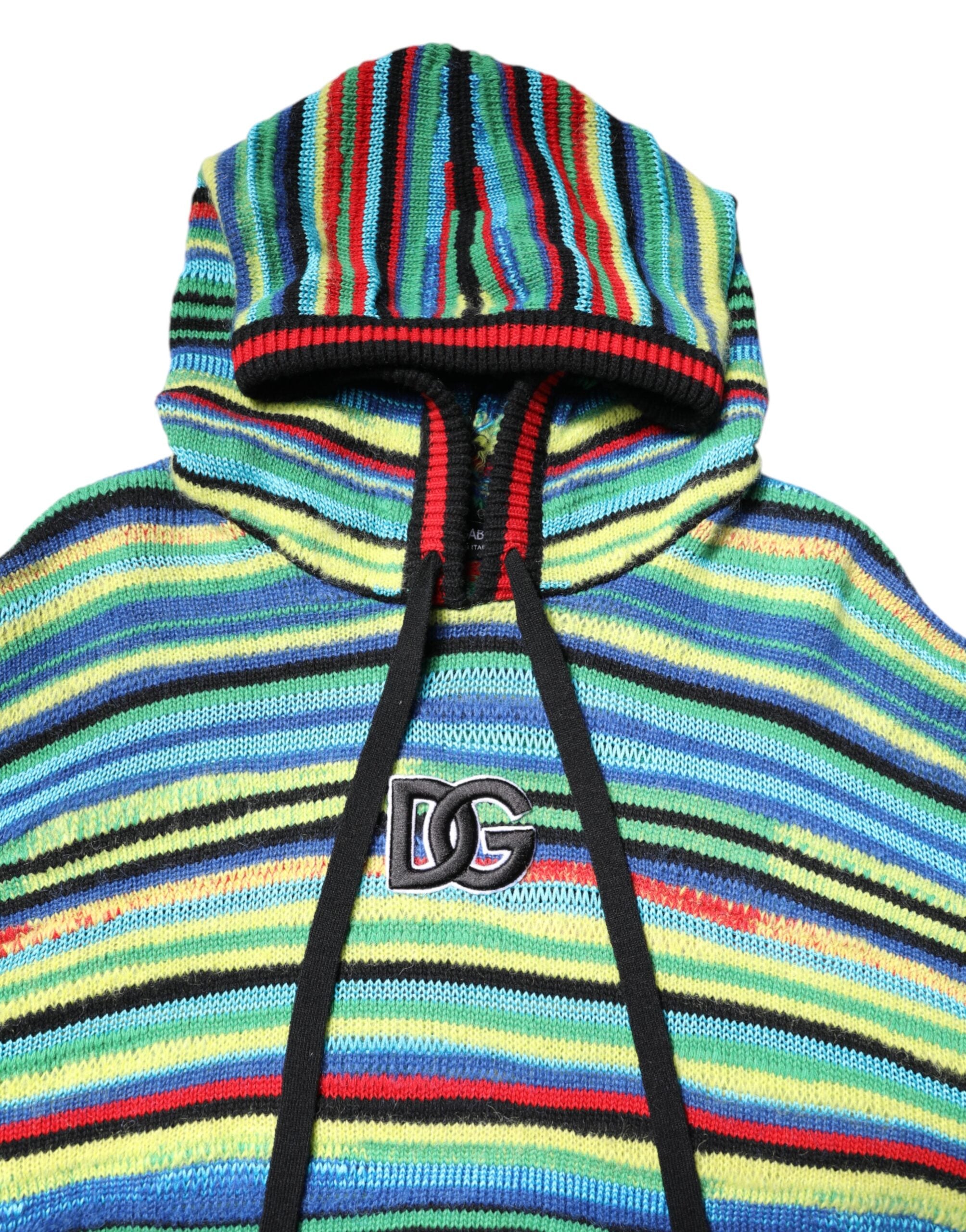 Dolce & Gabbana Multicolor Cotton Hooded Pullover Men's Sweater