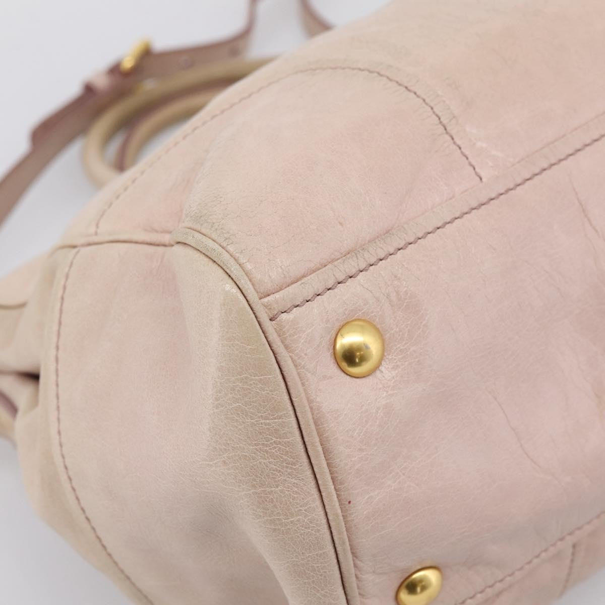 Miu Miu Vitello Lux Ring Satchel Leather Pink Leather Handbag (Pre-Owned)