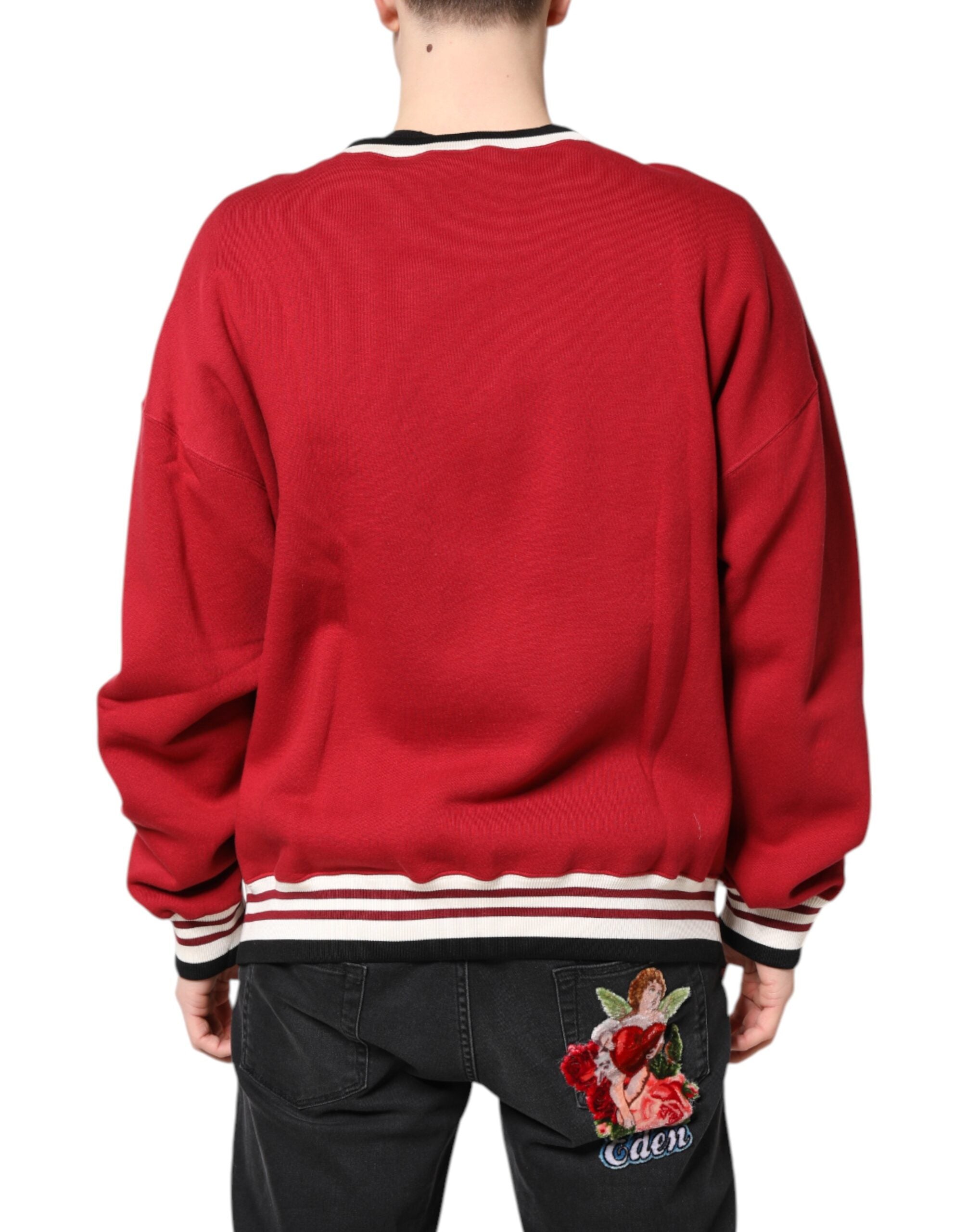 Dolce & Gabbana Red Sequin Knit Pullover Sweatshirt Men's Sweater
