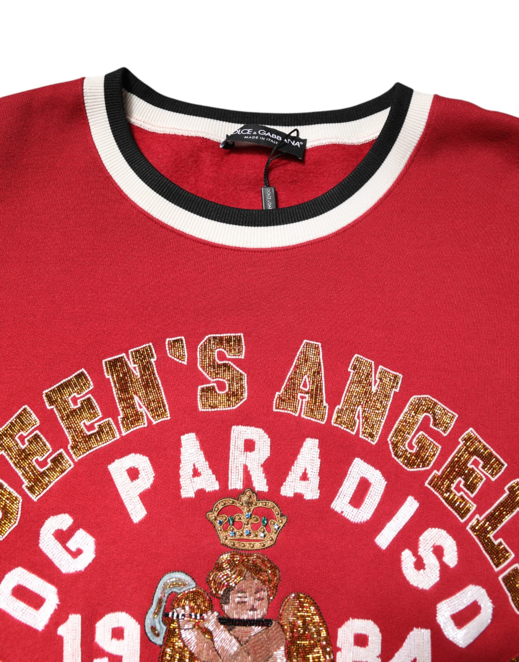 Dolce & Gabbana Red Sequin Knit Pullover Sweatshirt Men's Sweater