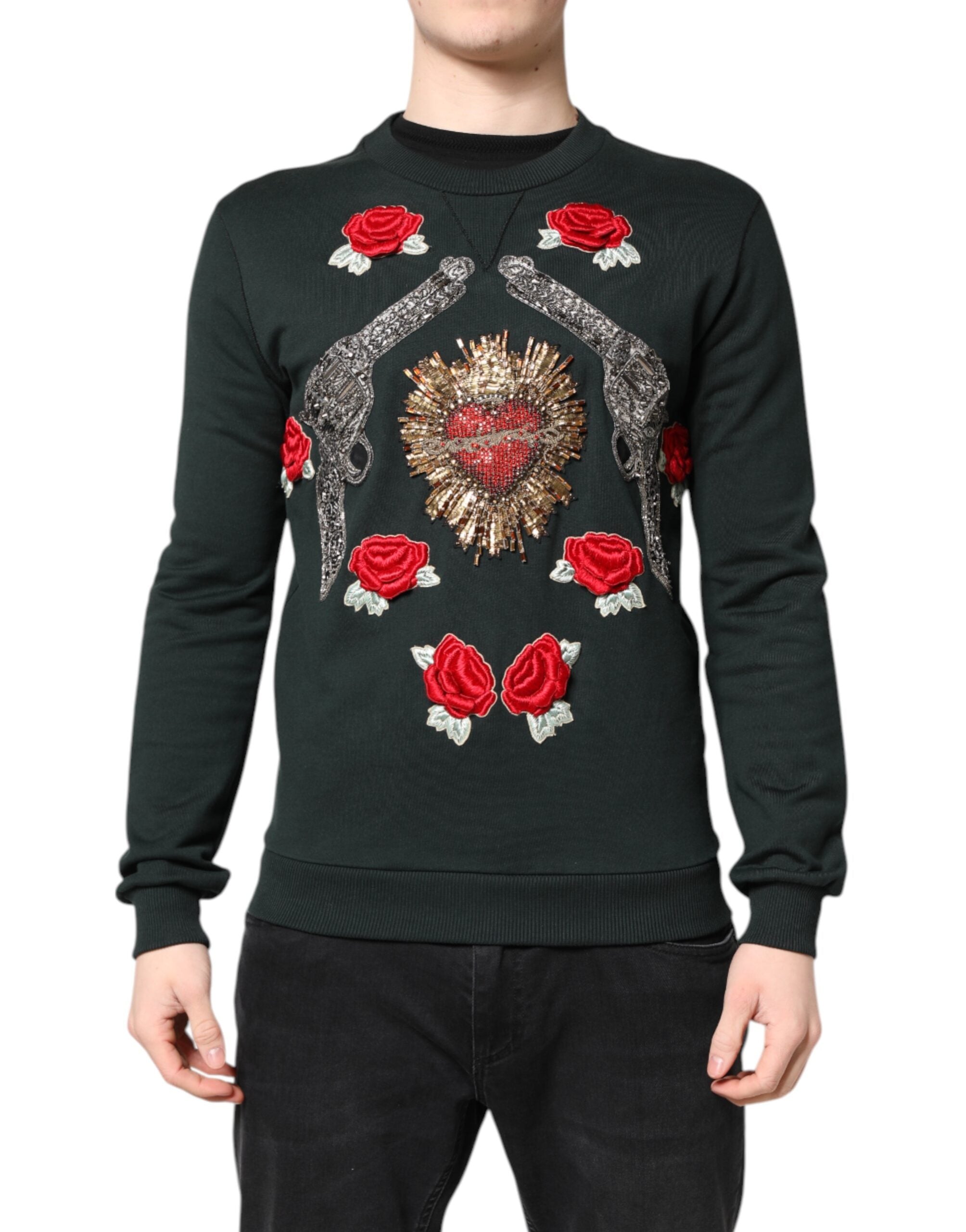 Dolce & Gabbana Black Sequined Embellished Pullover Men's Sweater