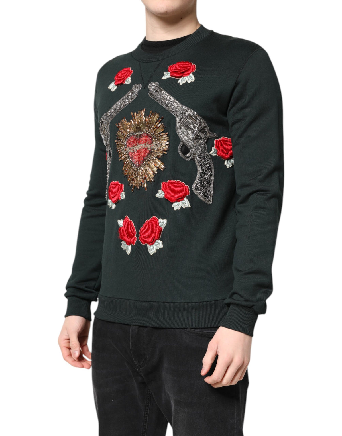Dolce & Gabbana Black Sequined Embellished Pullover Men's Sweater
