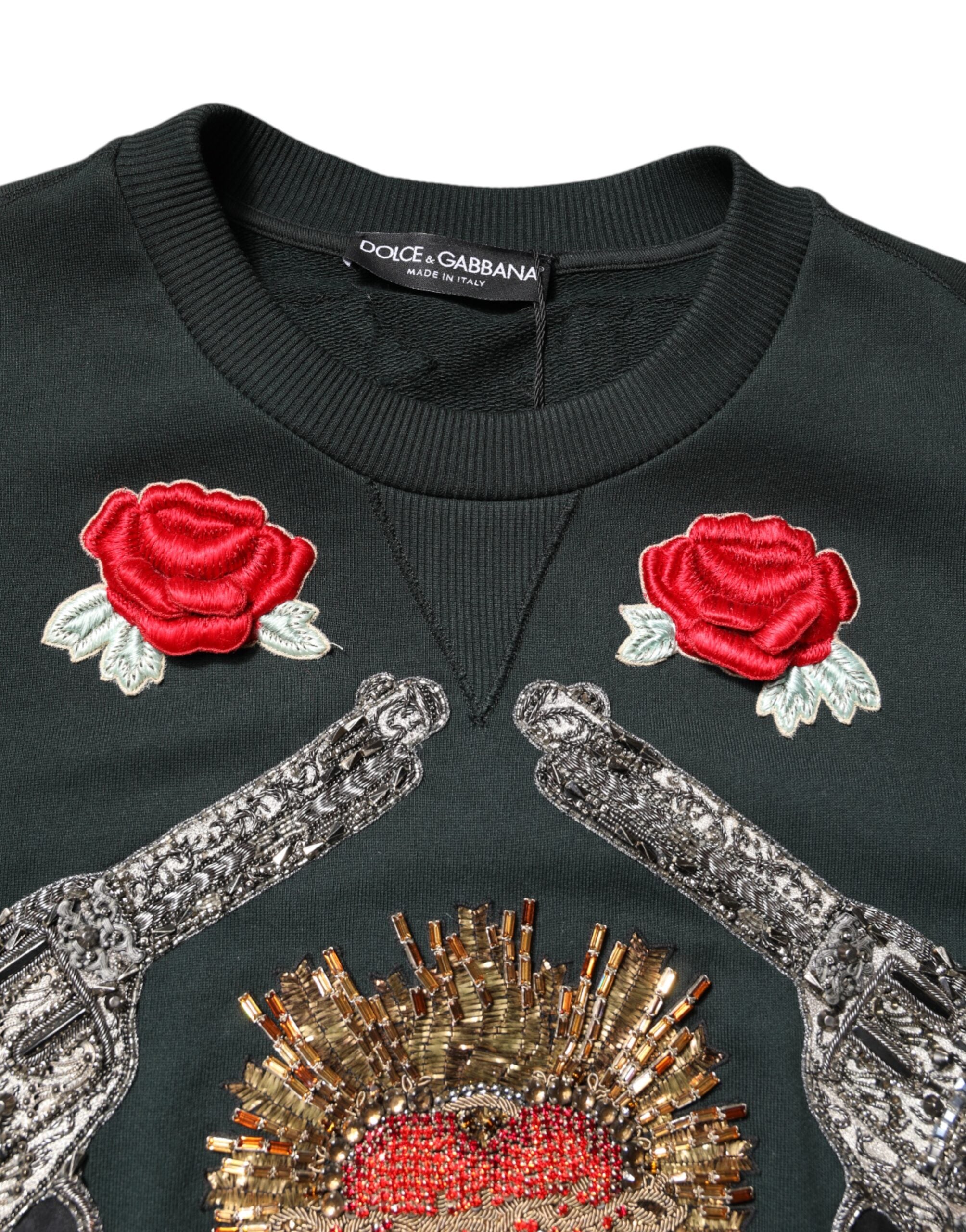 Dolce & Gabbana Black Sequined Embellished Pullover Men's Sweater
