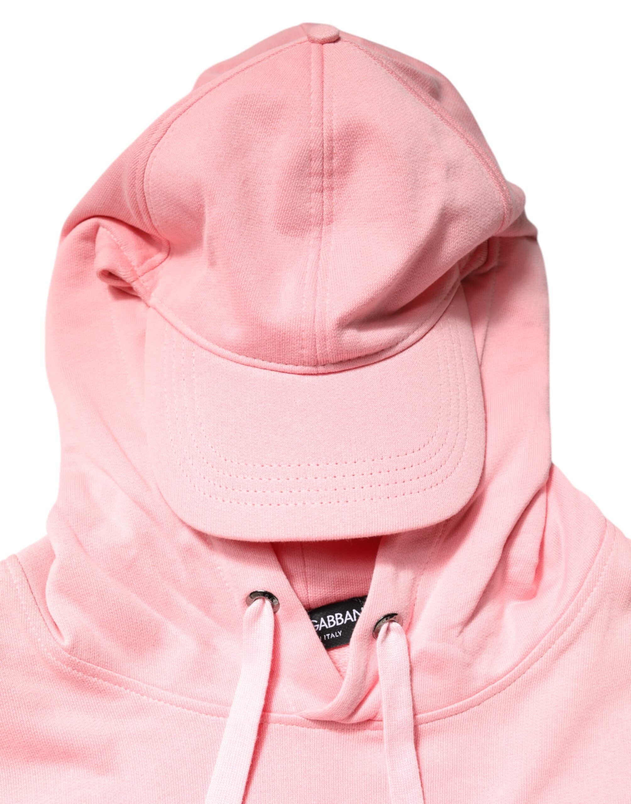 Dolce & Gabbana Pink Cotton Hooded Men Sportswear Vest Men's Sweater