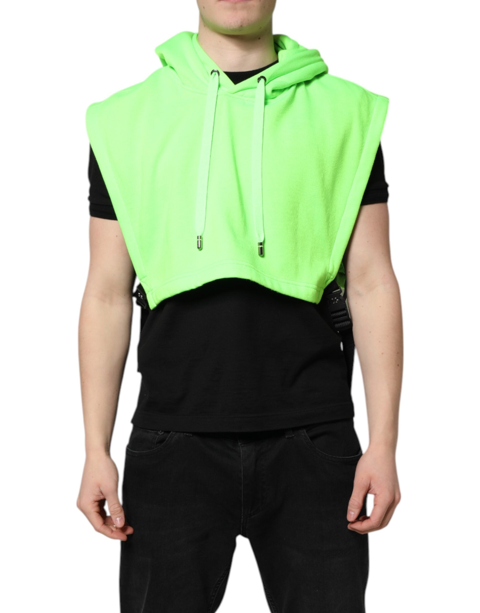 Dolce & Gabbana Green Polyester Hooded Sportswear Vest Men's Sweater (Pre-Owned)