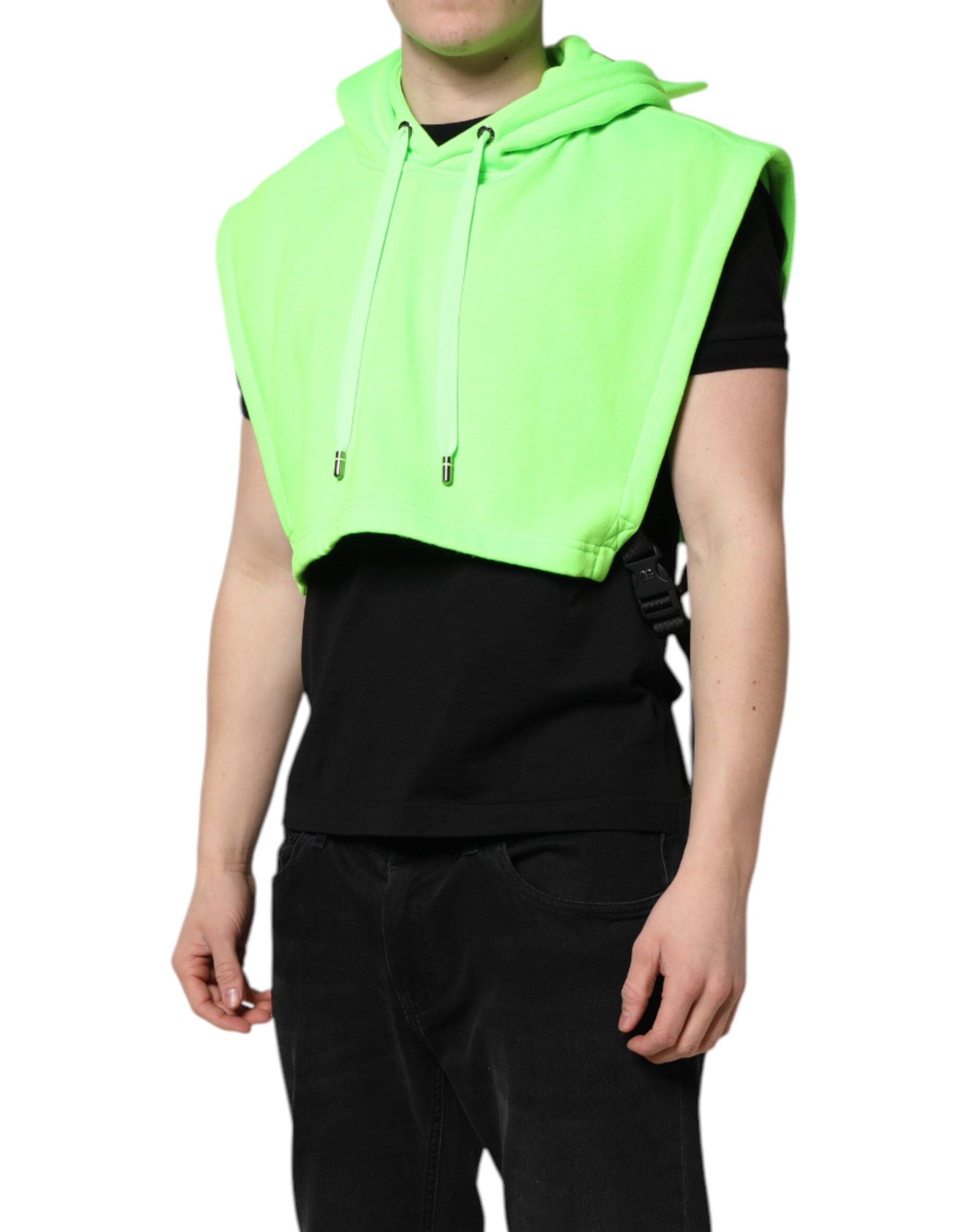 Dolce & Gabbana Green Polyester Hooded Sportswear Vest Men's Sweater (Pre-Owned)