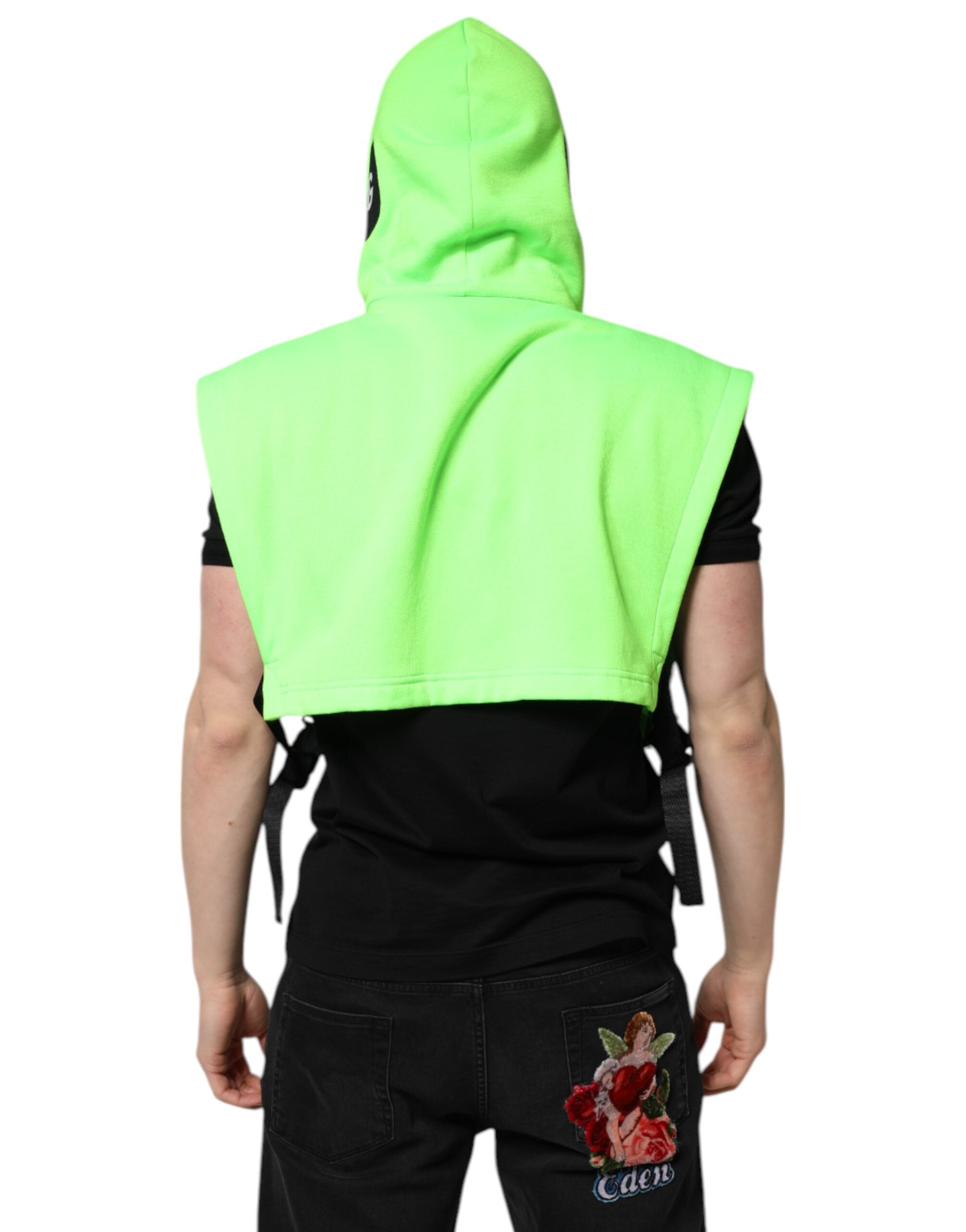 Dolce & Gabbana Green Polyester Hooded Sportswear Vest Men's Sweater (Pre-Owned)