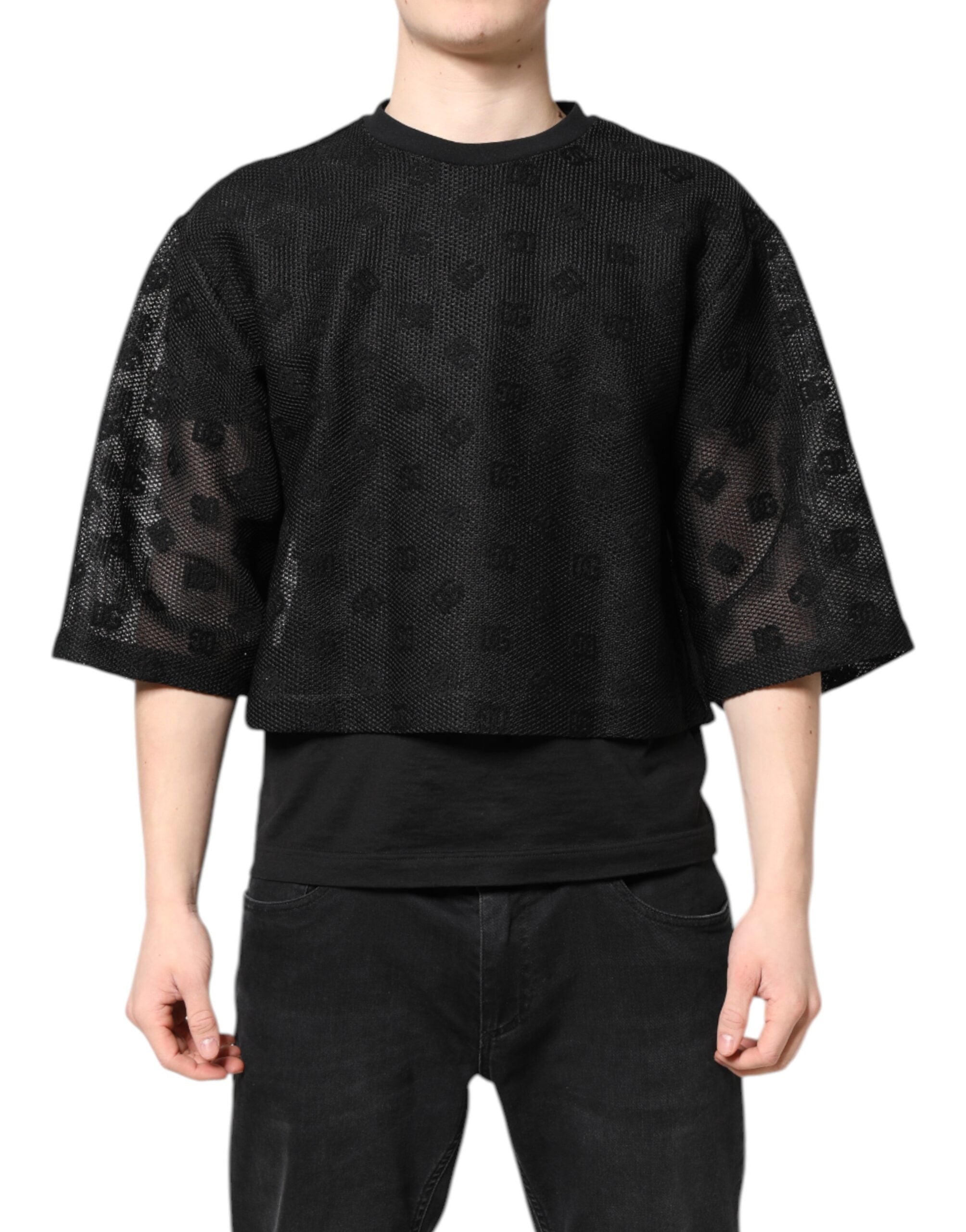Dolce & Gabbana Black See Through Logo Short Sleeves Men's T-shirt