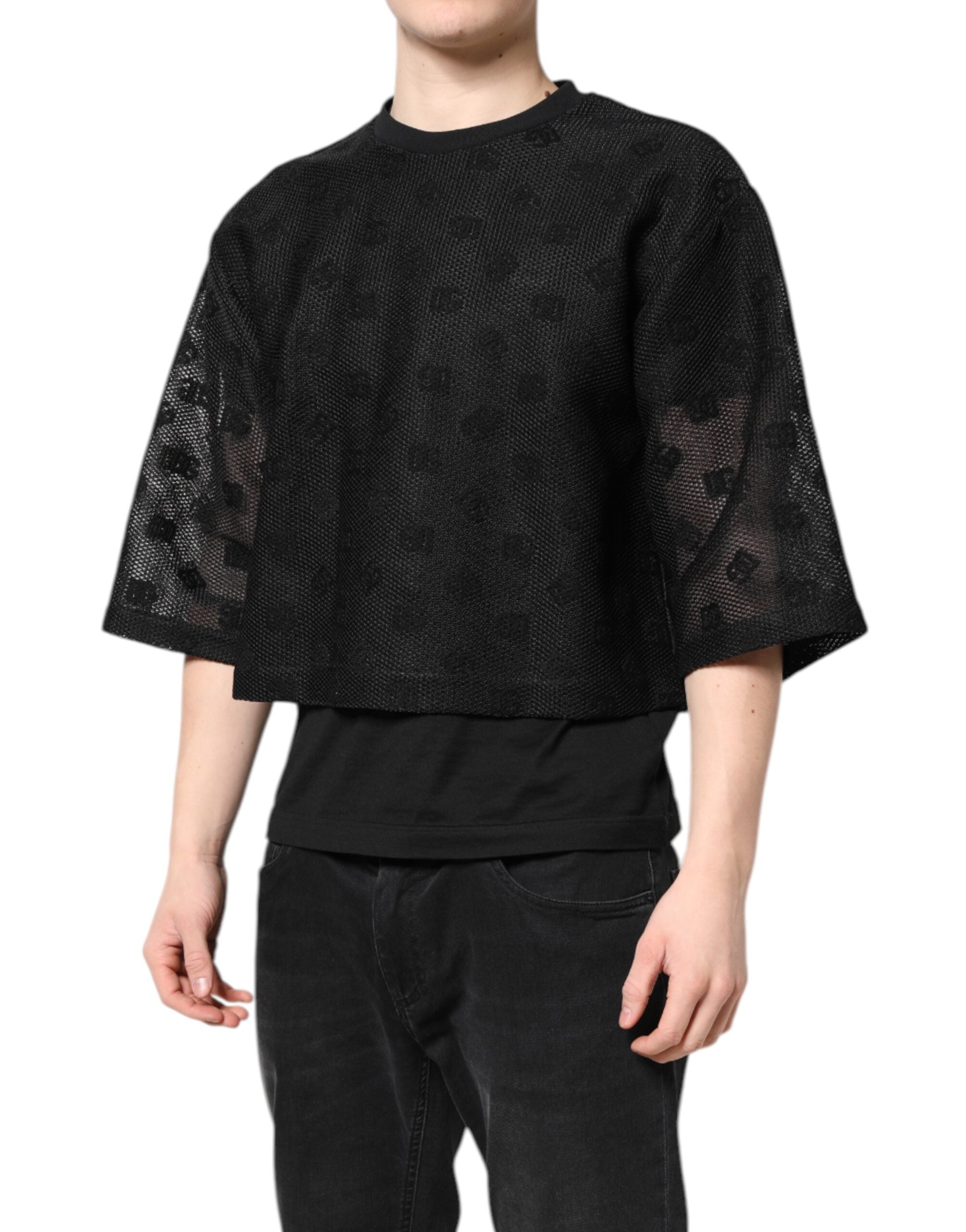 Dolce & Gabbana Black See Through Logo Short Sleeves Men's T-shirt