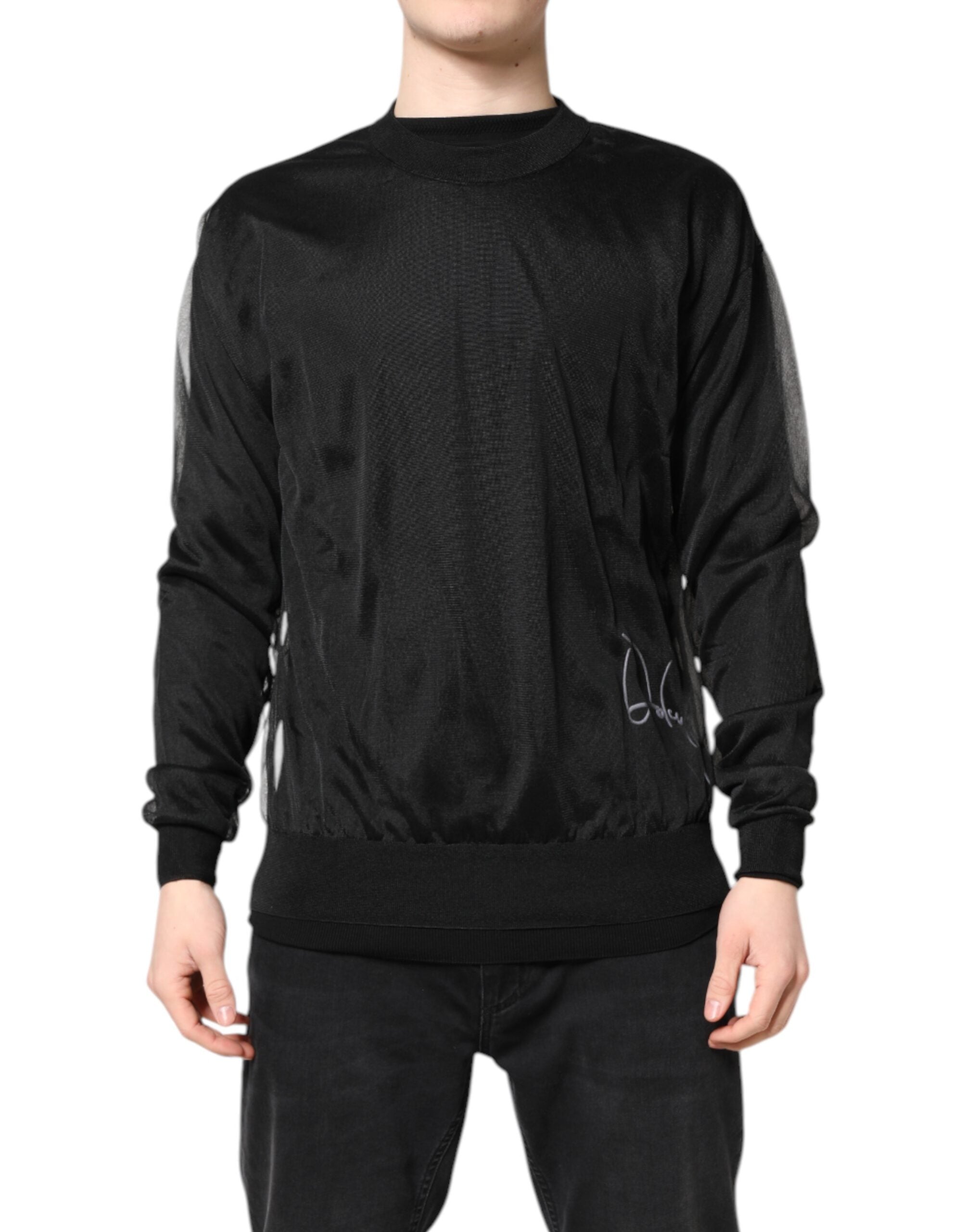 Dolce & Gabbana Black Logo Knitted Crewneck Pullover Men's Sweater (Pre-Owned)