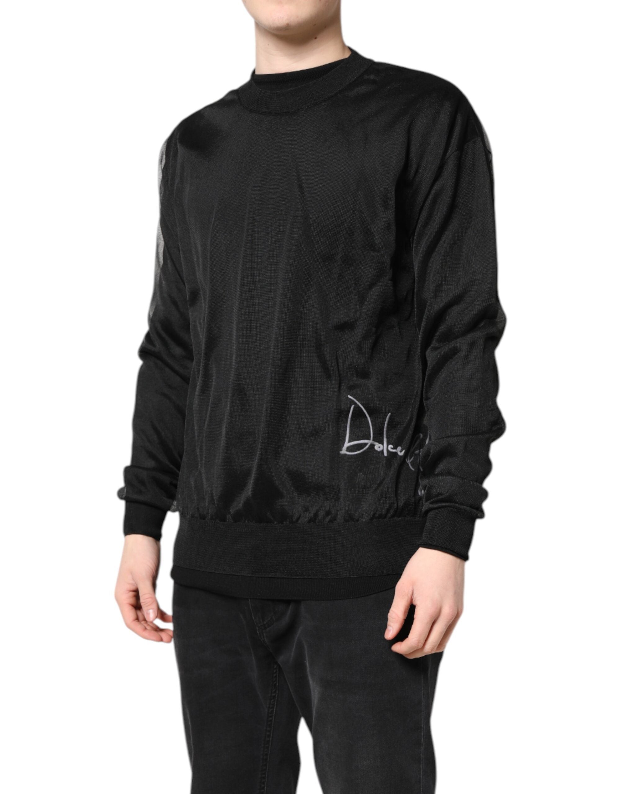 Dolce & Gabbana Black Logo Knitted Crewneck Pullover Men's Sweater (Pre-Owned)