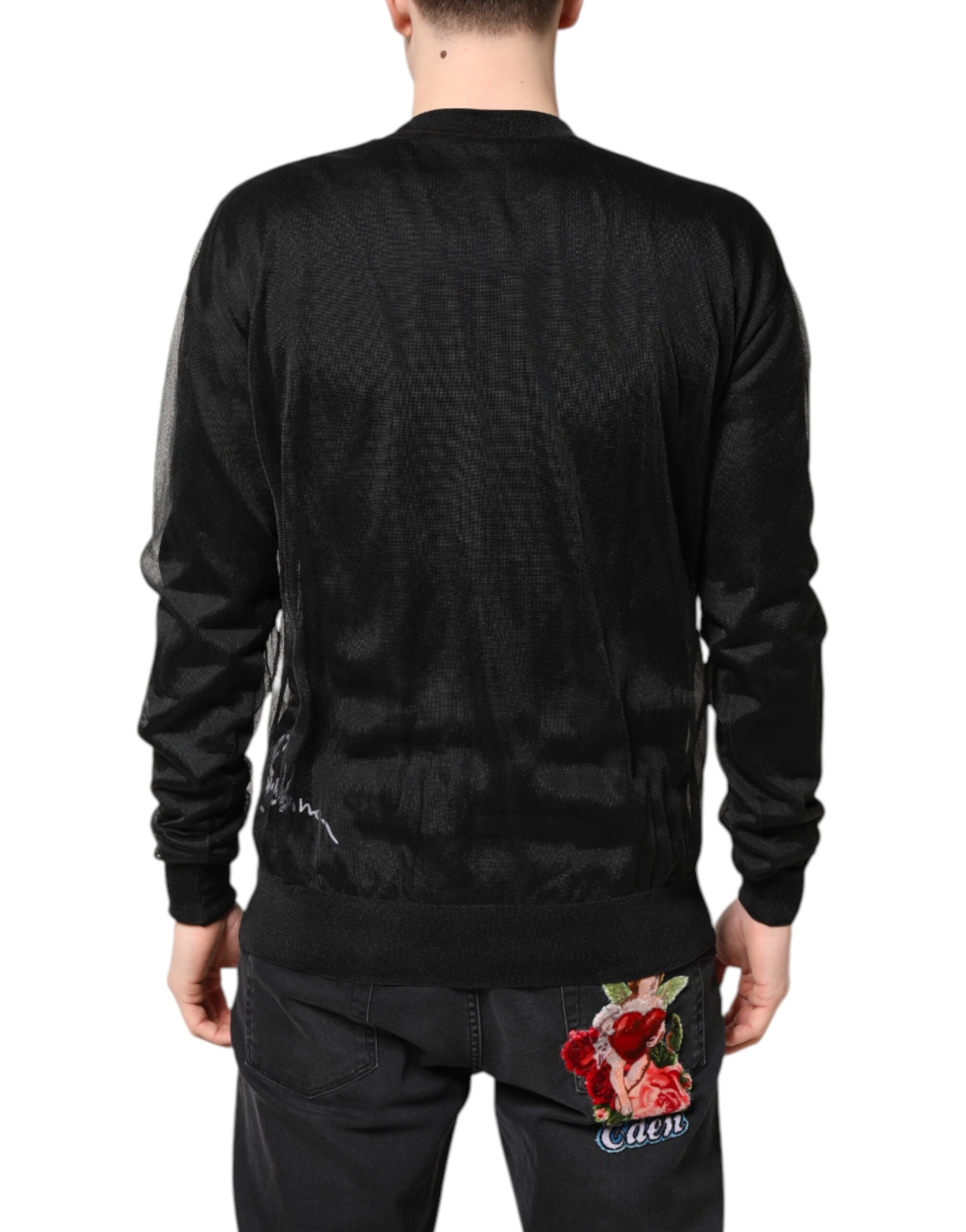 Dolce & Gabbana Black Logo Knitted Crewneck Pullover Men's Sweater (Pre-Owned)