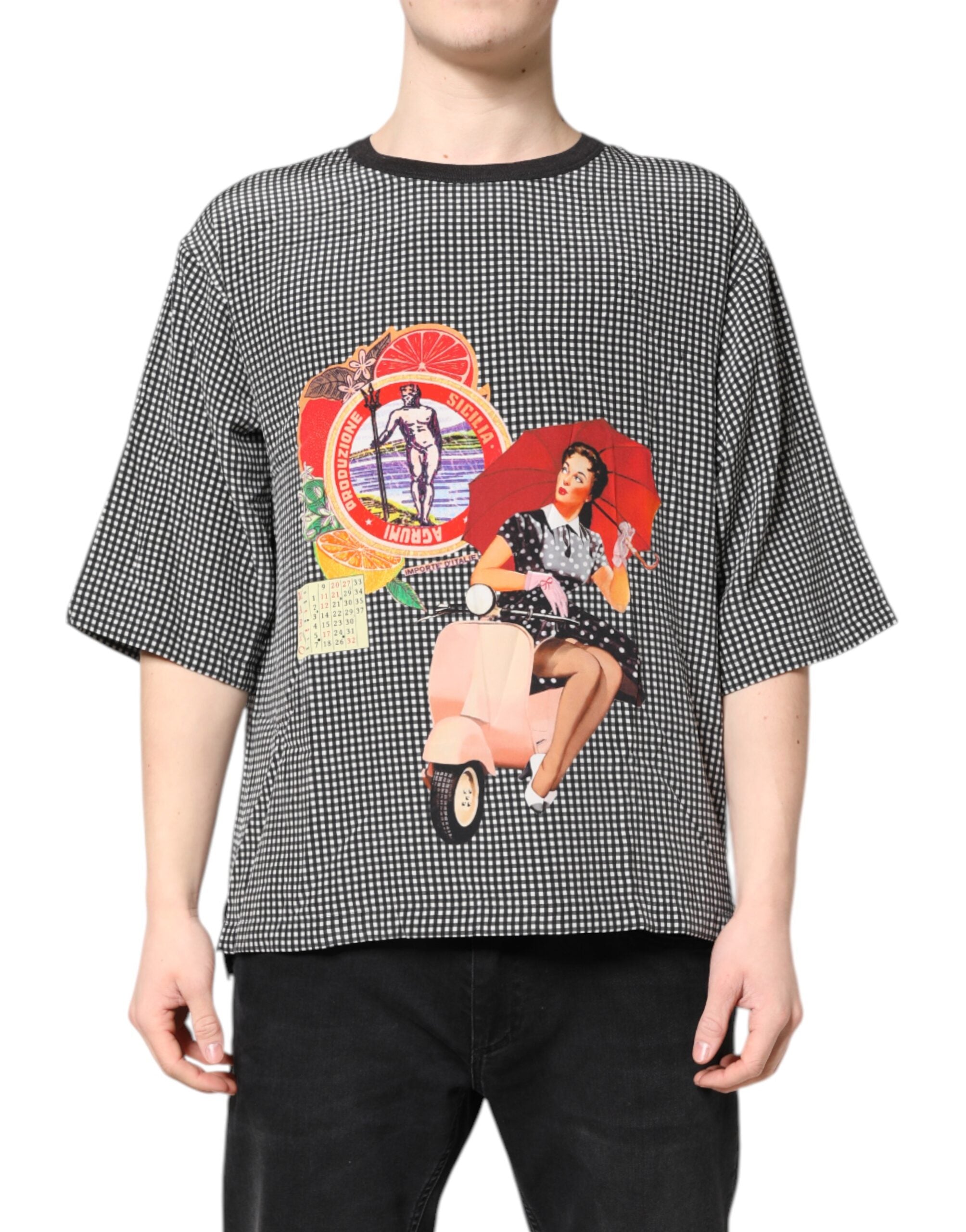 Dolce & Gabbana Black Graphic Print Short Sleeve Men's T-shirt