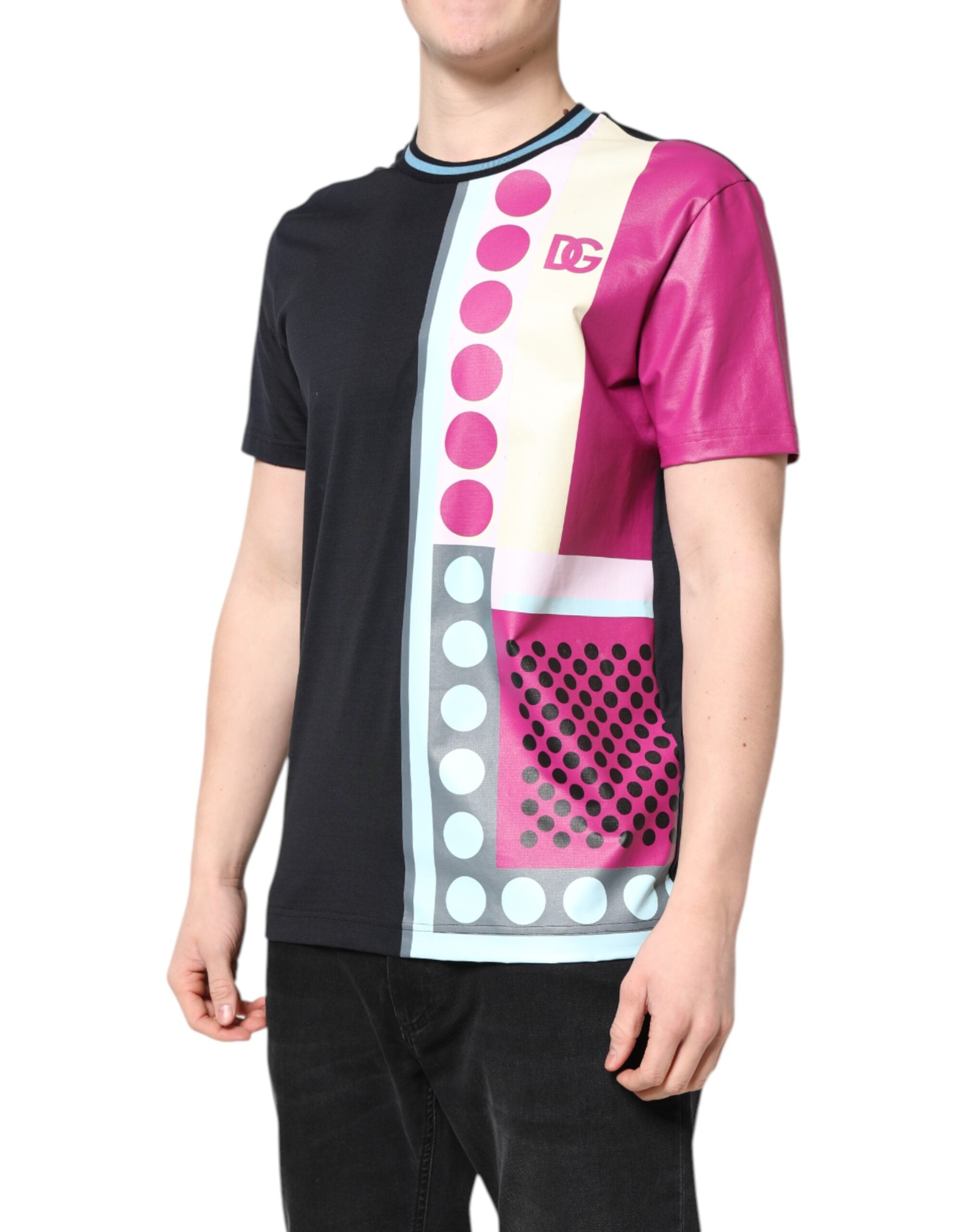 Dolce & Gabbana Multicolor Printed Logo Short Sleeve Men's T-shirt (Pre-Owned)