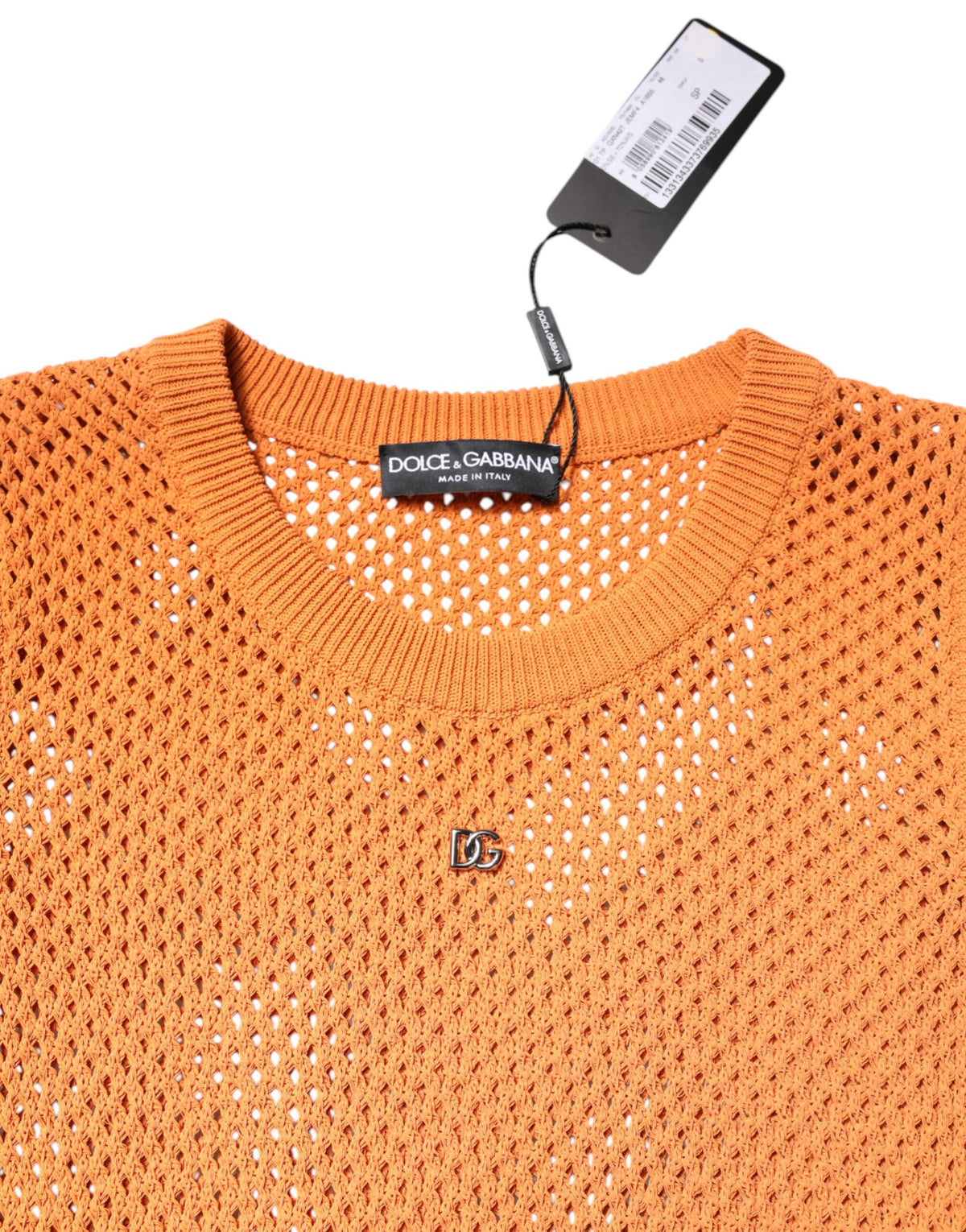 Dolce & Gabbana Orange Cashmere Round Neck Sleeveless Men's T-shirt