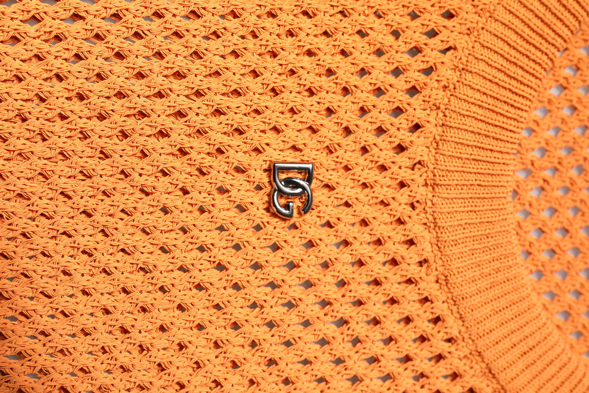 Dolce & Gabbana Orange Cashmere Round Neck Sleeveless Men's T-shirt