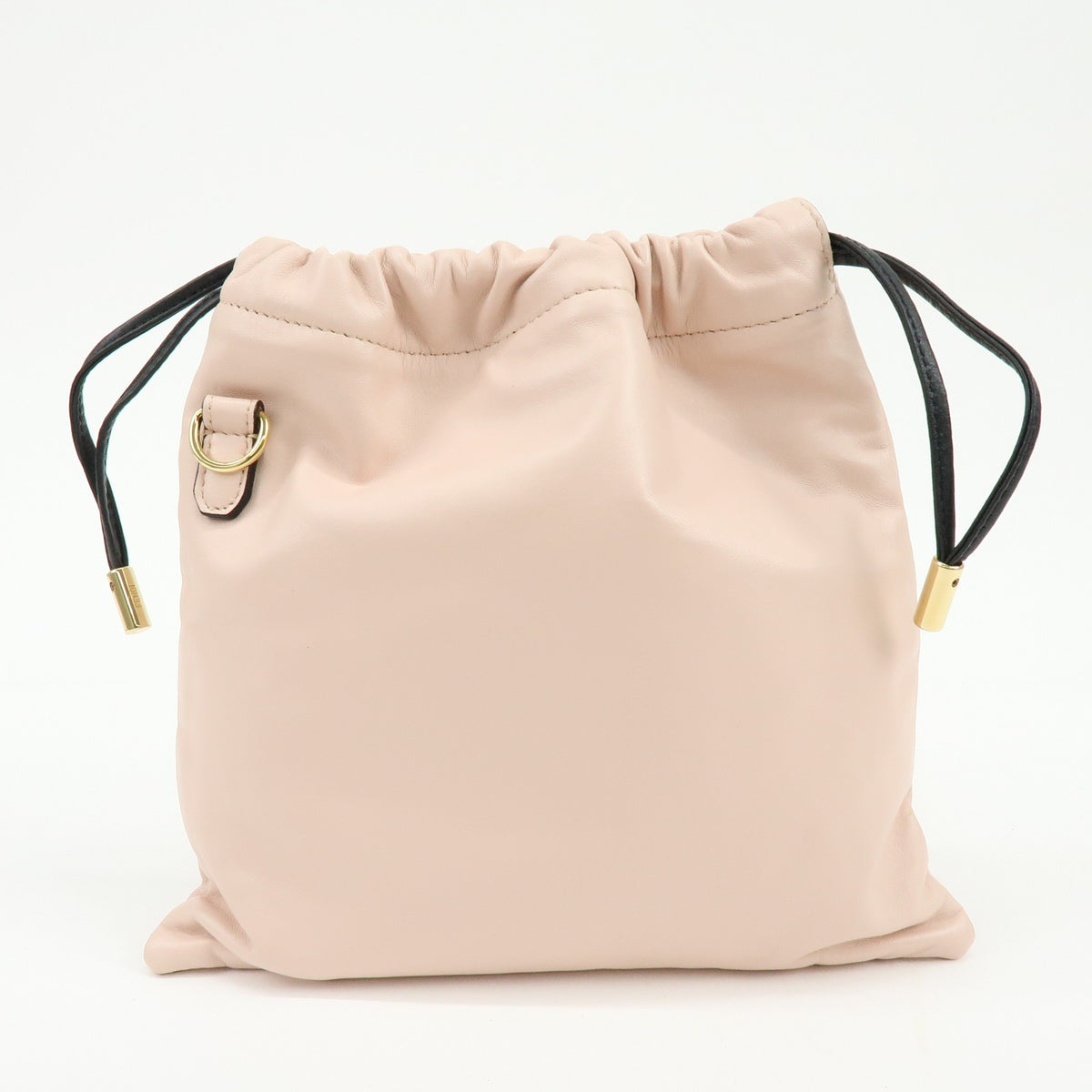Fendi Logo Drawstring Leather Pink Leather Handbag (Pre-Owned)