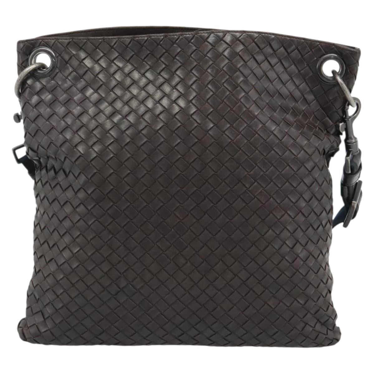 Bottega Veneta Flat Messenger Intrecciato Nappa Brown Leather Crossbody Bag Bag (Pre-Owned)