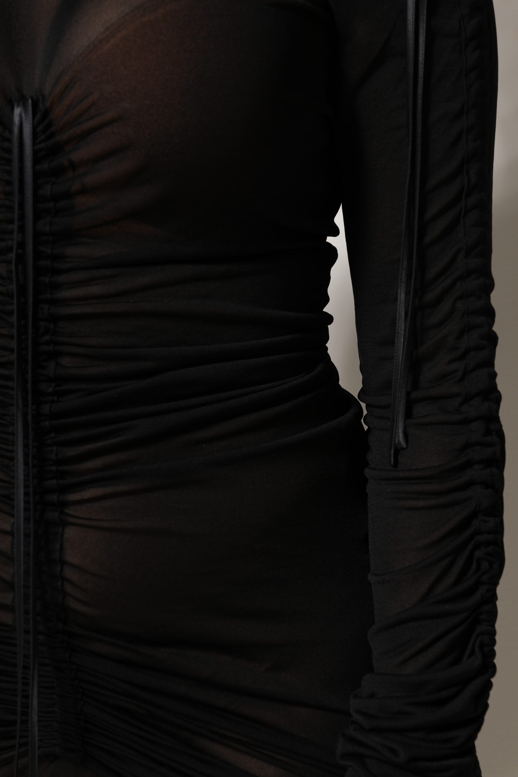 Dolce & Gabbana Black Mesh Trim Bodycon Long Sheath Women's Dress