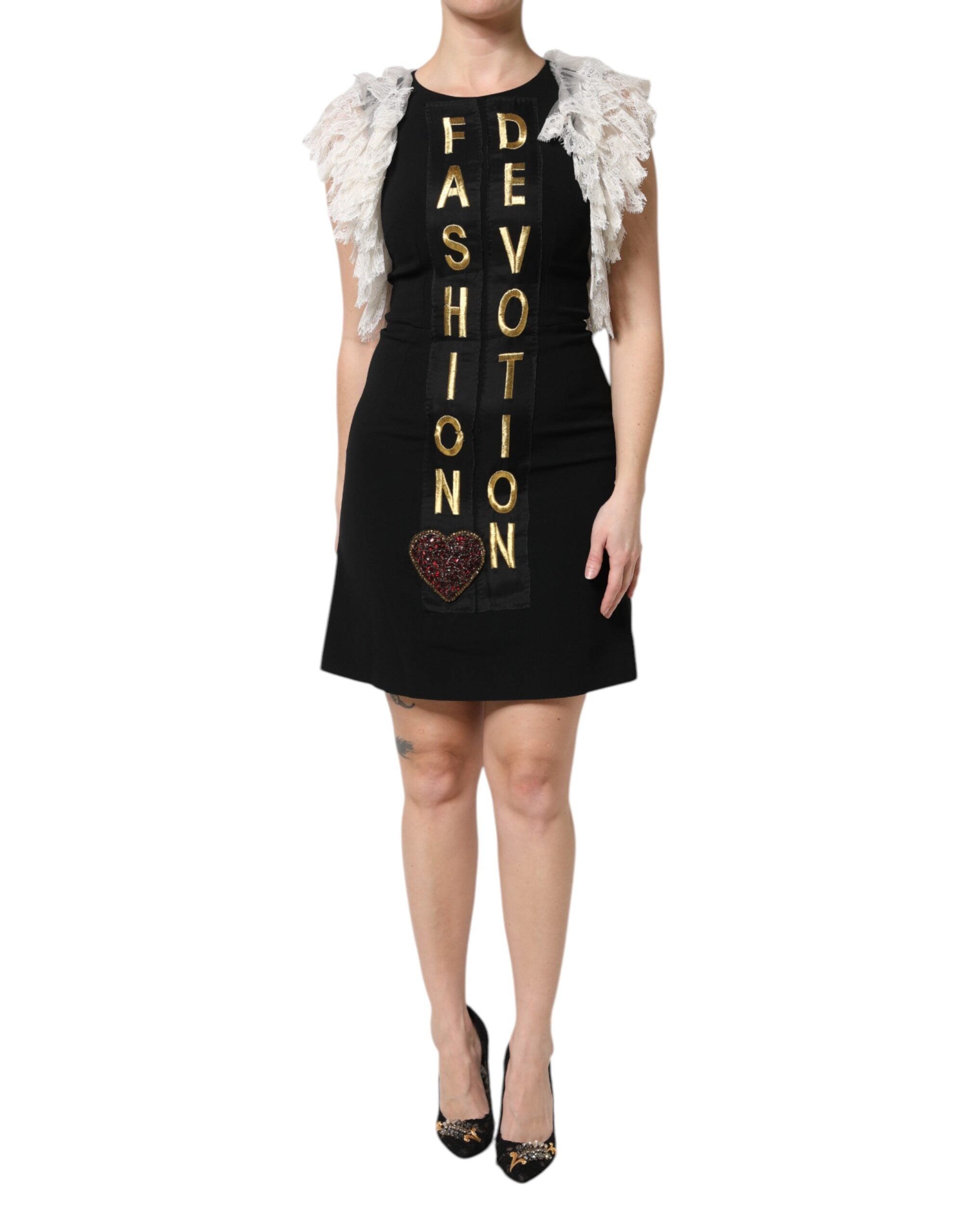 Dolce & Gabbana Black Fashion Devotion Embellish Mini Women's Dress