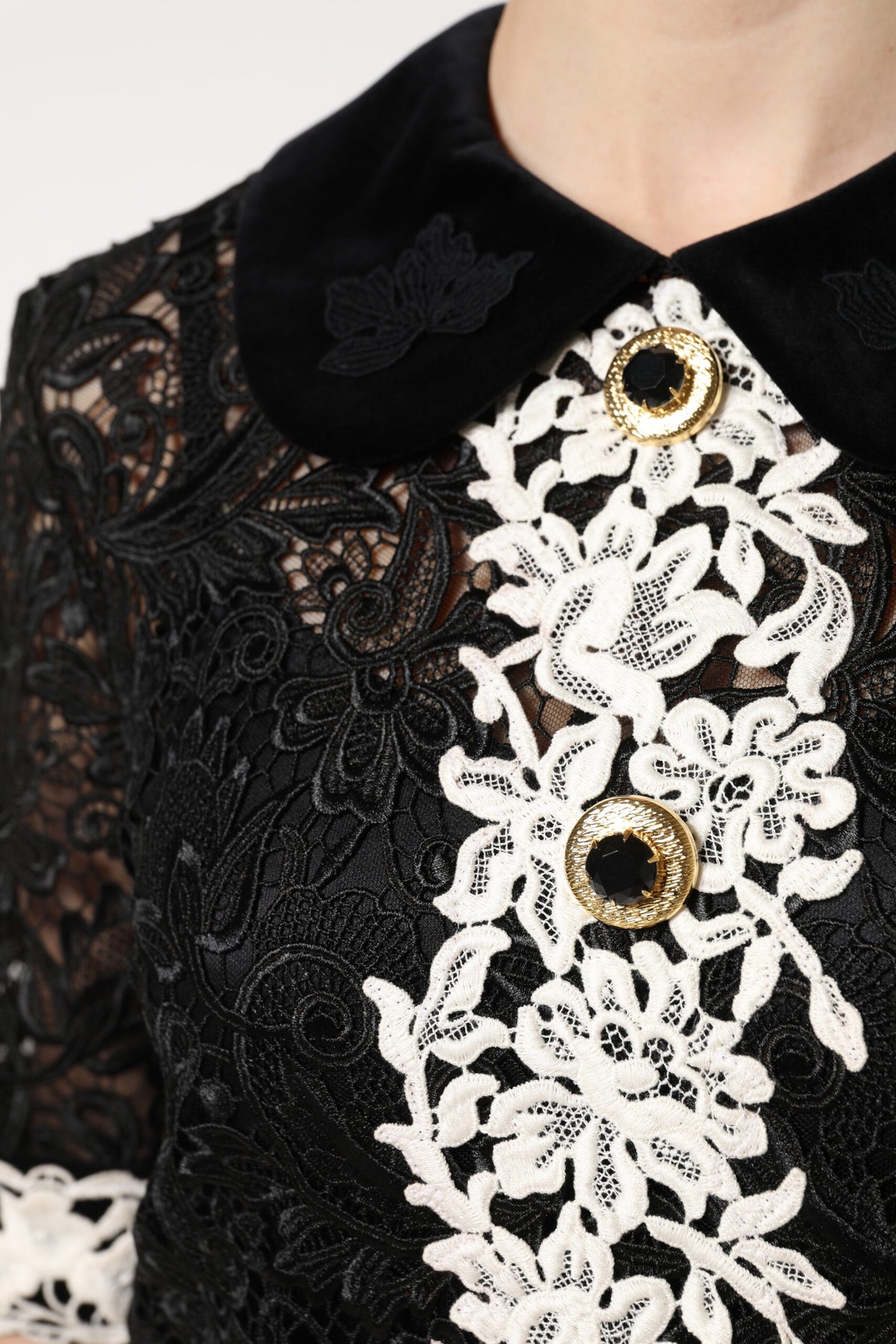 Dolce & Gabbana Black Floral Lace Embellished Mini Women's Dress