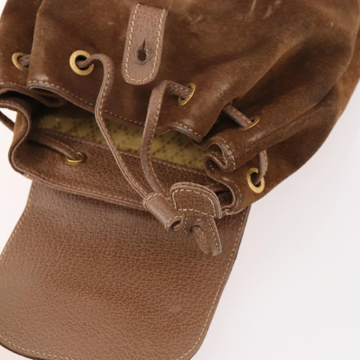 Gucci Gucci Bamboo Daim Brown Suede Backpack Bag (Pre-Owned)
