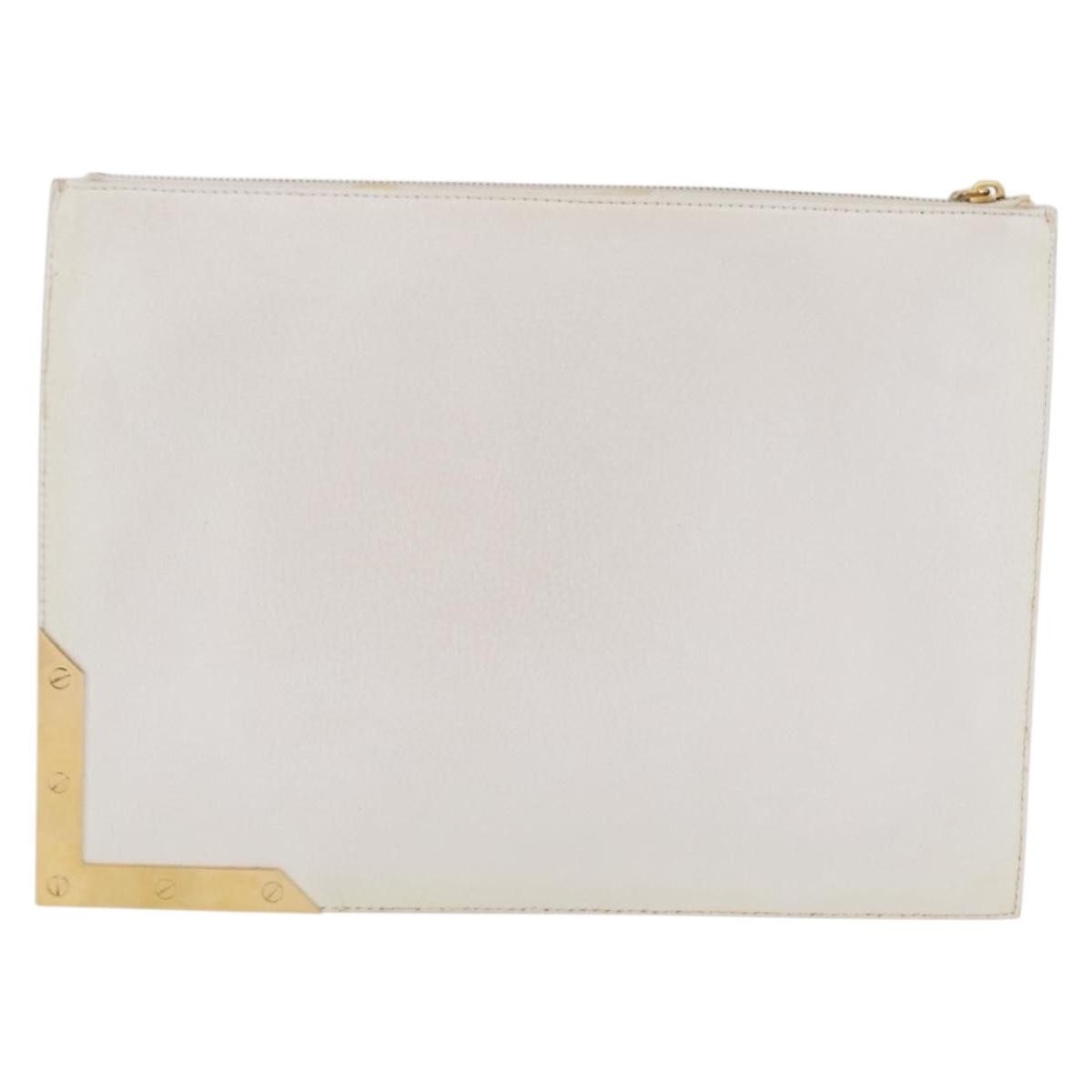 Celine Clutch Leather White Leather Clutche & Pouche Bag (Pre-Owned)