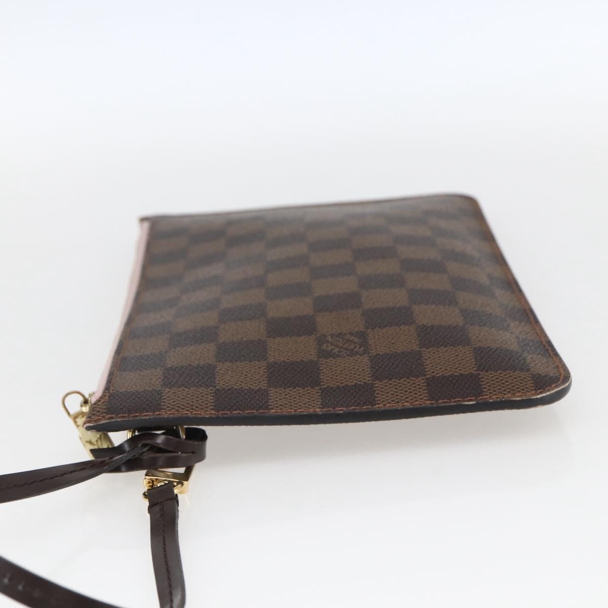 Louis Vuitton Neverfull Pochette Damier Ebene Brown Canvas Clutche & Pouche Bag (Pre-Owned)