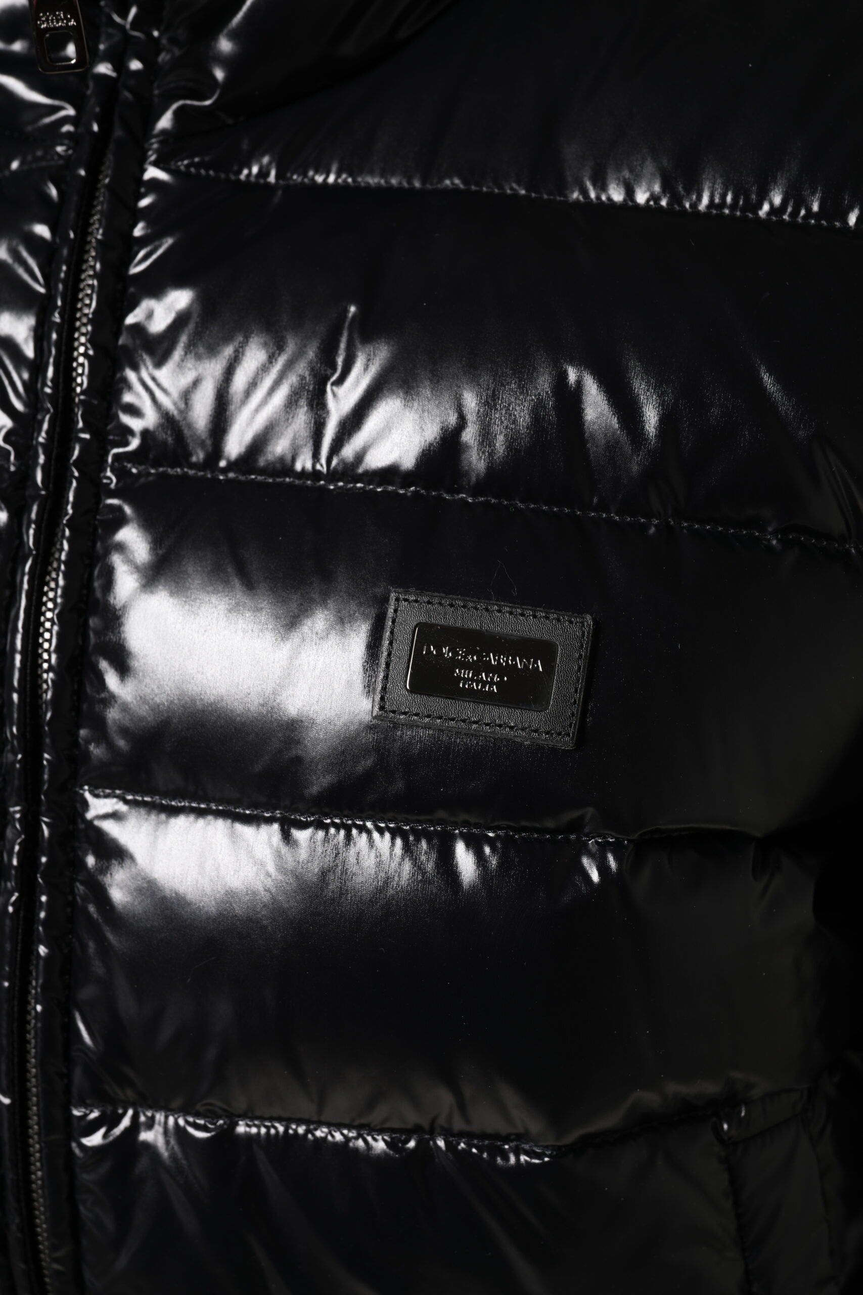Dolce & Gabbana Black Logo Plaque Full Zip Puffer Women's Jacket