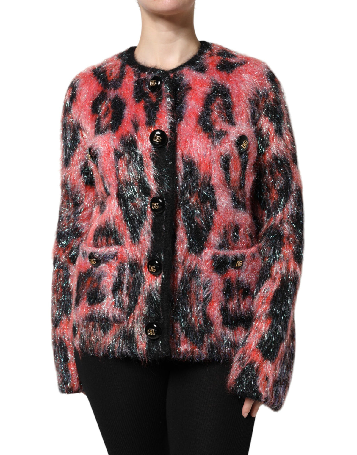 Dolce & Gabbana Red Mohair Wool Button Down Cardigan Women's Sweater