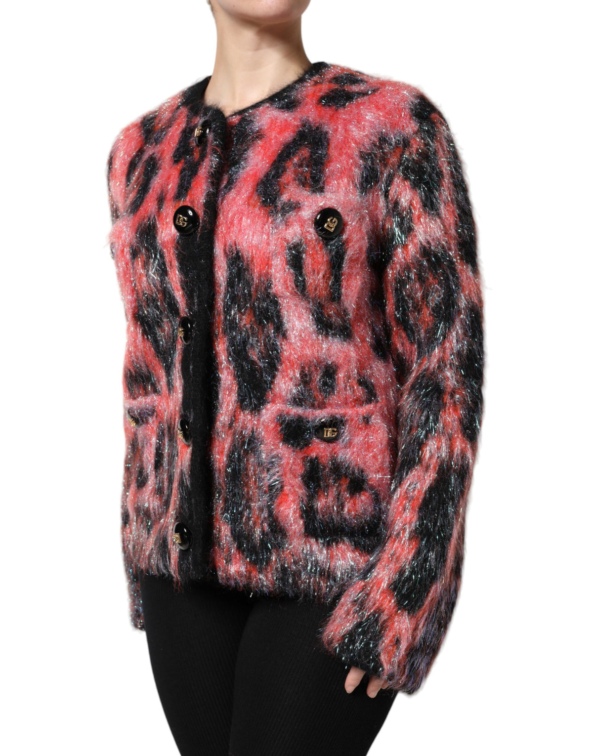 Dolce & Gabbana Red Mohair Wool Button Down Cardigan Women's Sweater