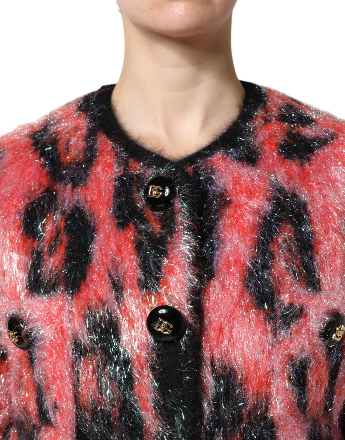 Dolce & Gabbana Red Mohair Wool Button Down Cardigan Women's Sweater