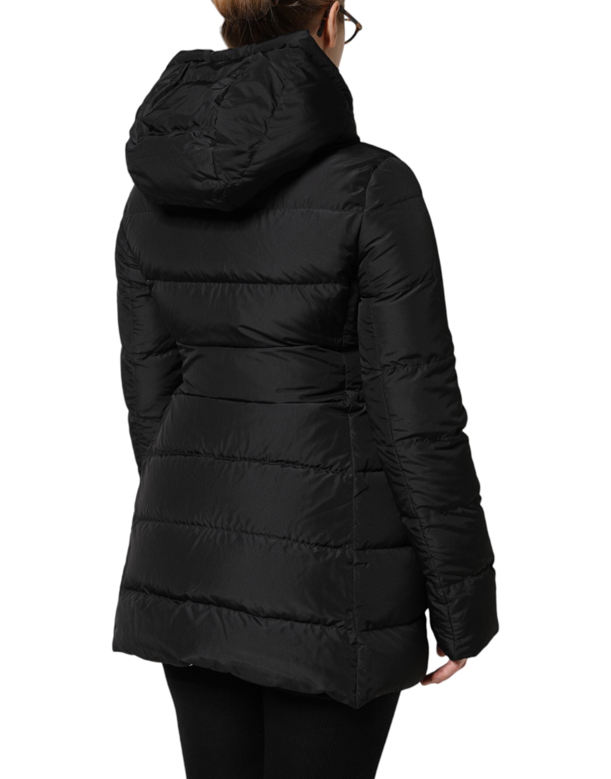 Dolce & Gabbana Black Puffer Hooded Zip Reversible Women's Jacket (Pre-Owned)