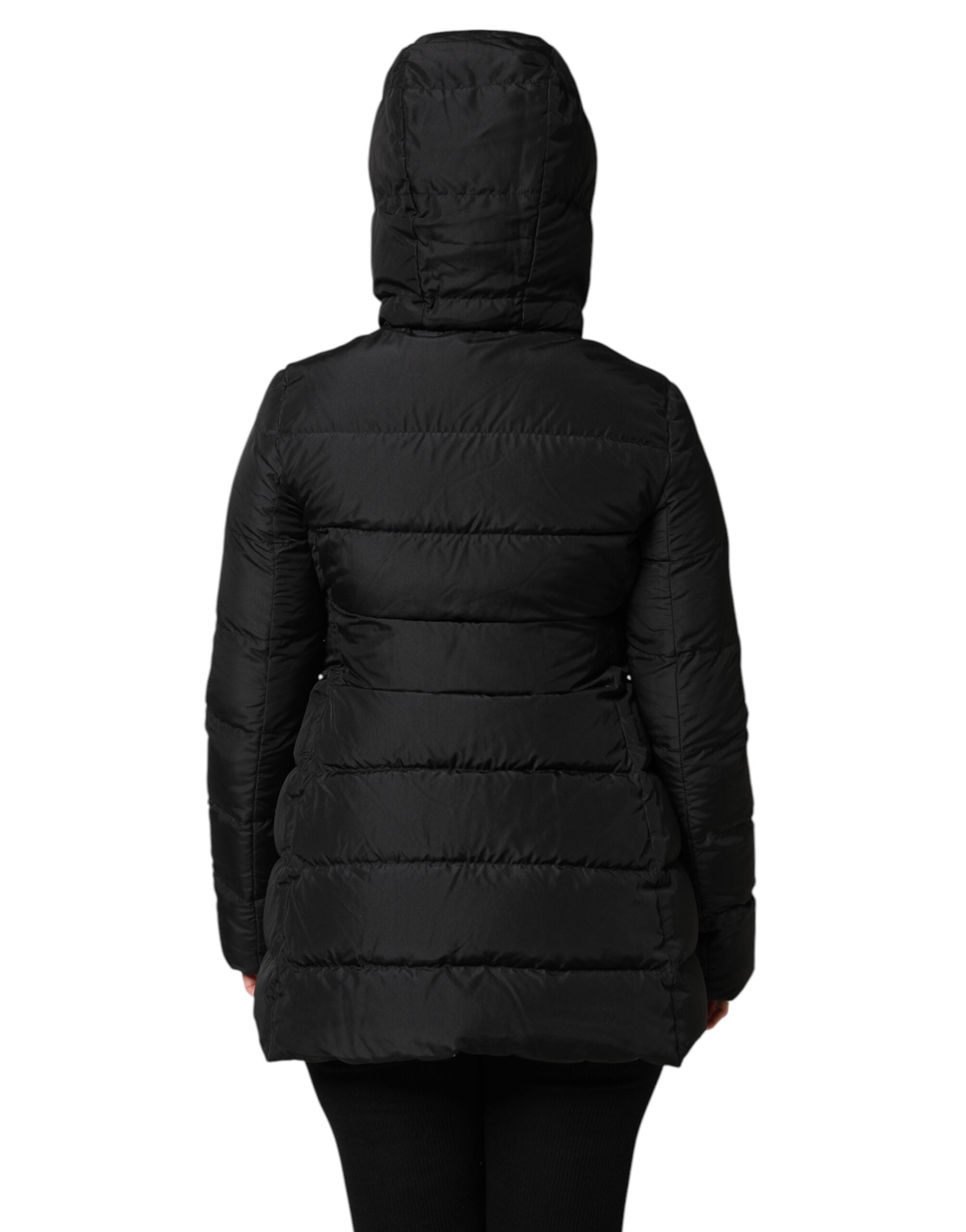 Dolce & Gabbana Black Puffer Hooded Zip Reversible Women's Jacket (Pre-Owned)