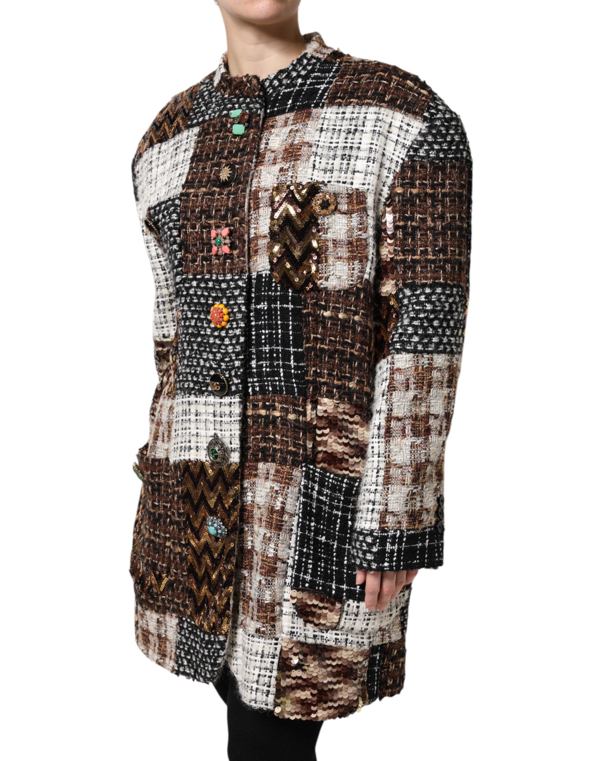 Dolce & Gabbana Multicolor Patchwork Button Down Women's Jacket