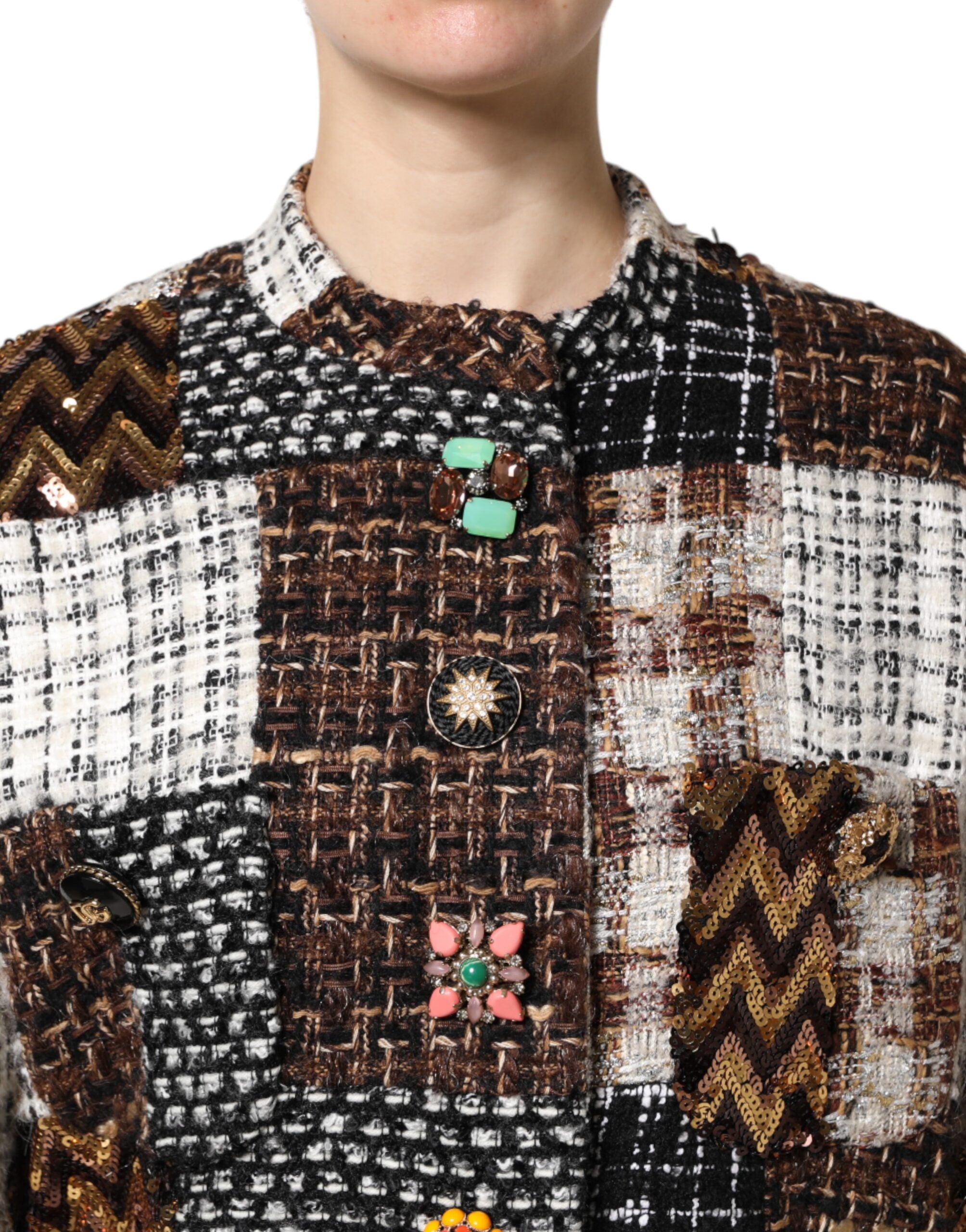 Dolce & Gabbana Multicolor Patchwork Button Down Women's Jacket