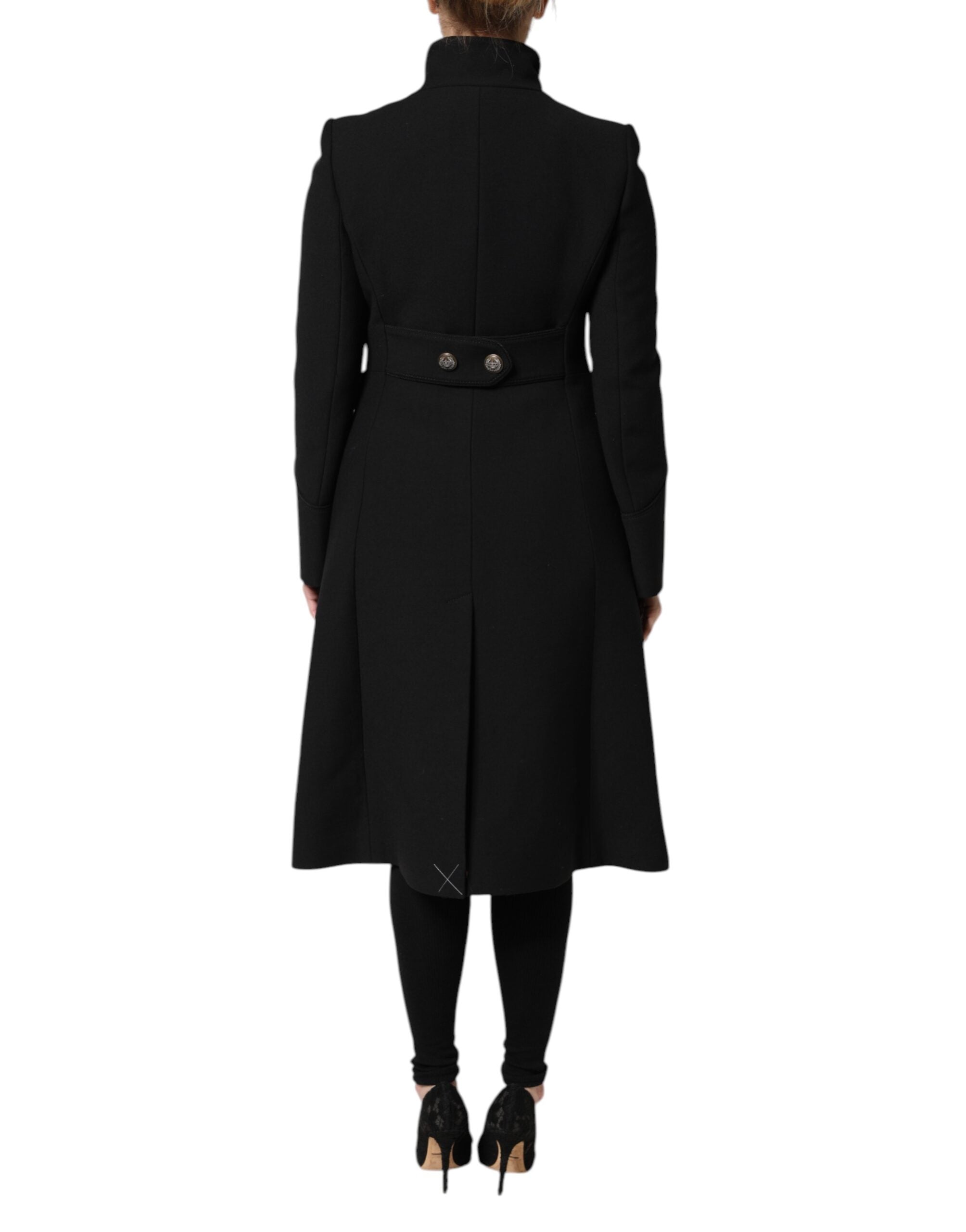 Dolce & Gabbana Black Wool Single Breasted Trench Coat Women's Jacket