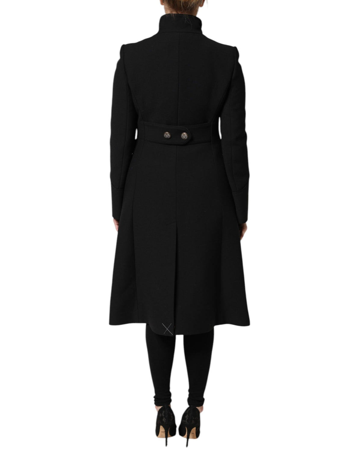 Dolce & Gabbana Black Wool Single Breasted Trench Coat Women's Jacket