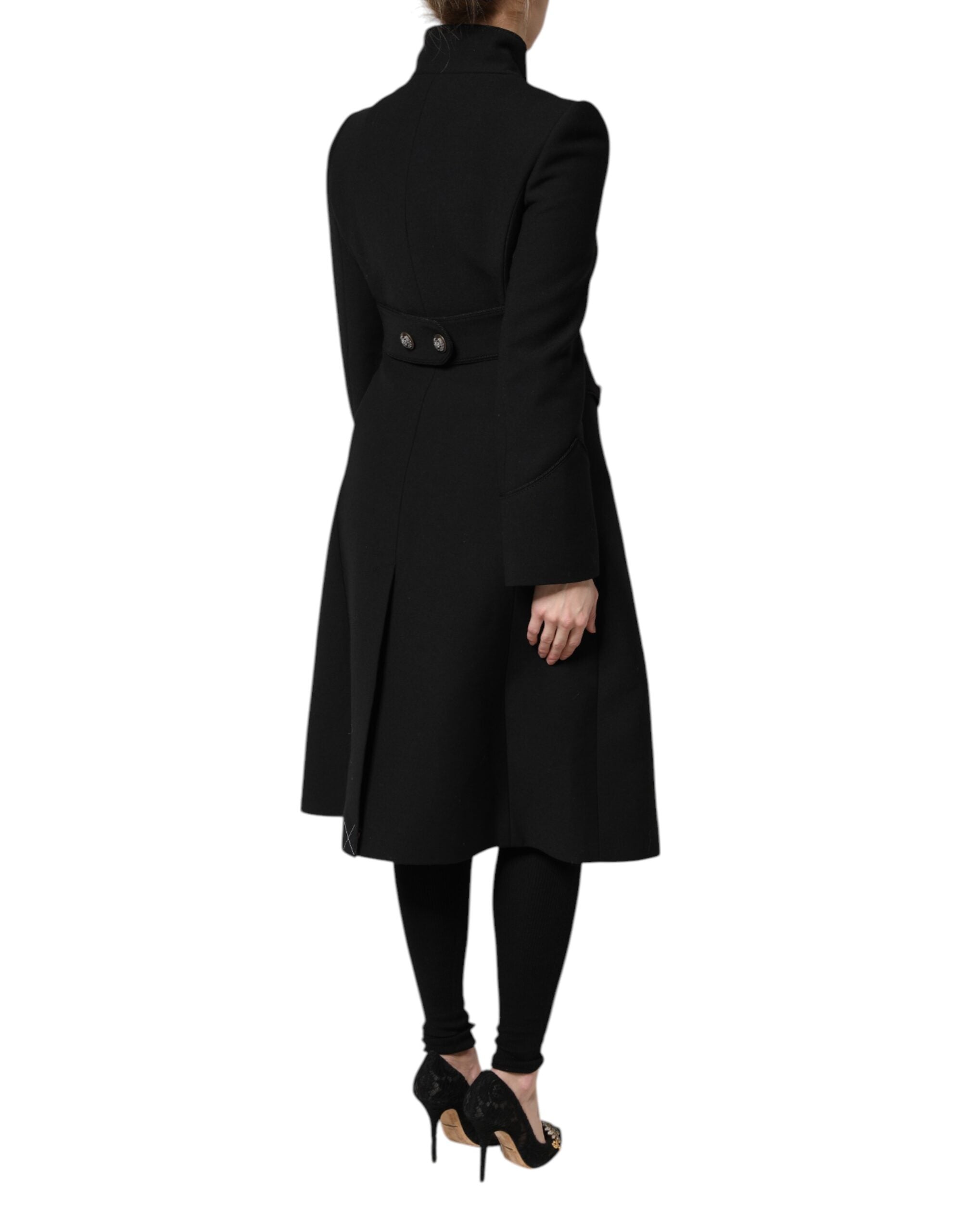 Dolce & Gabbana Black Wool Single Breasted Trench Coat Women's Jacket