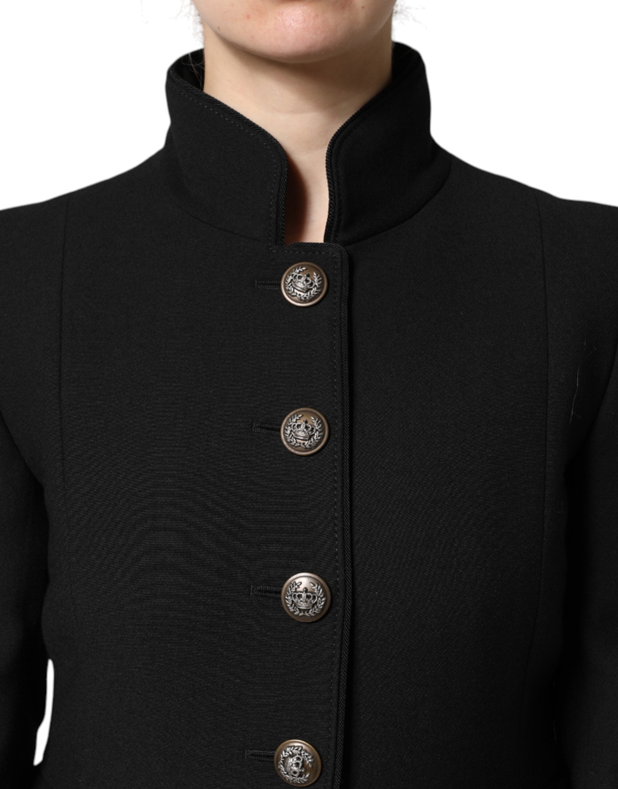 Dolce & Gabbana Black Wool Single Breasted Trench Coat Women's Jacket
