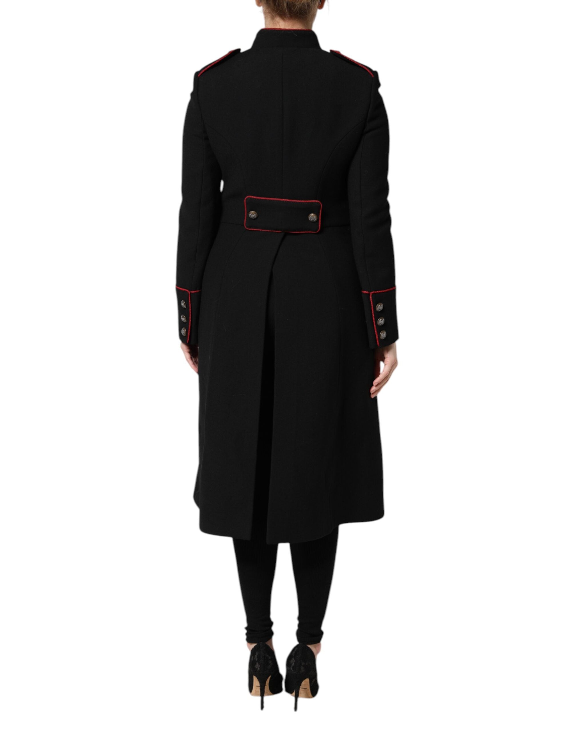 Dolce & Gabbana Black Wool Single Breasted Trench Coat Women's Jacket