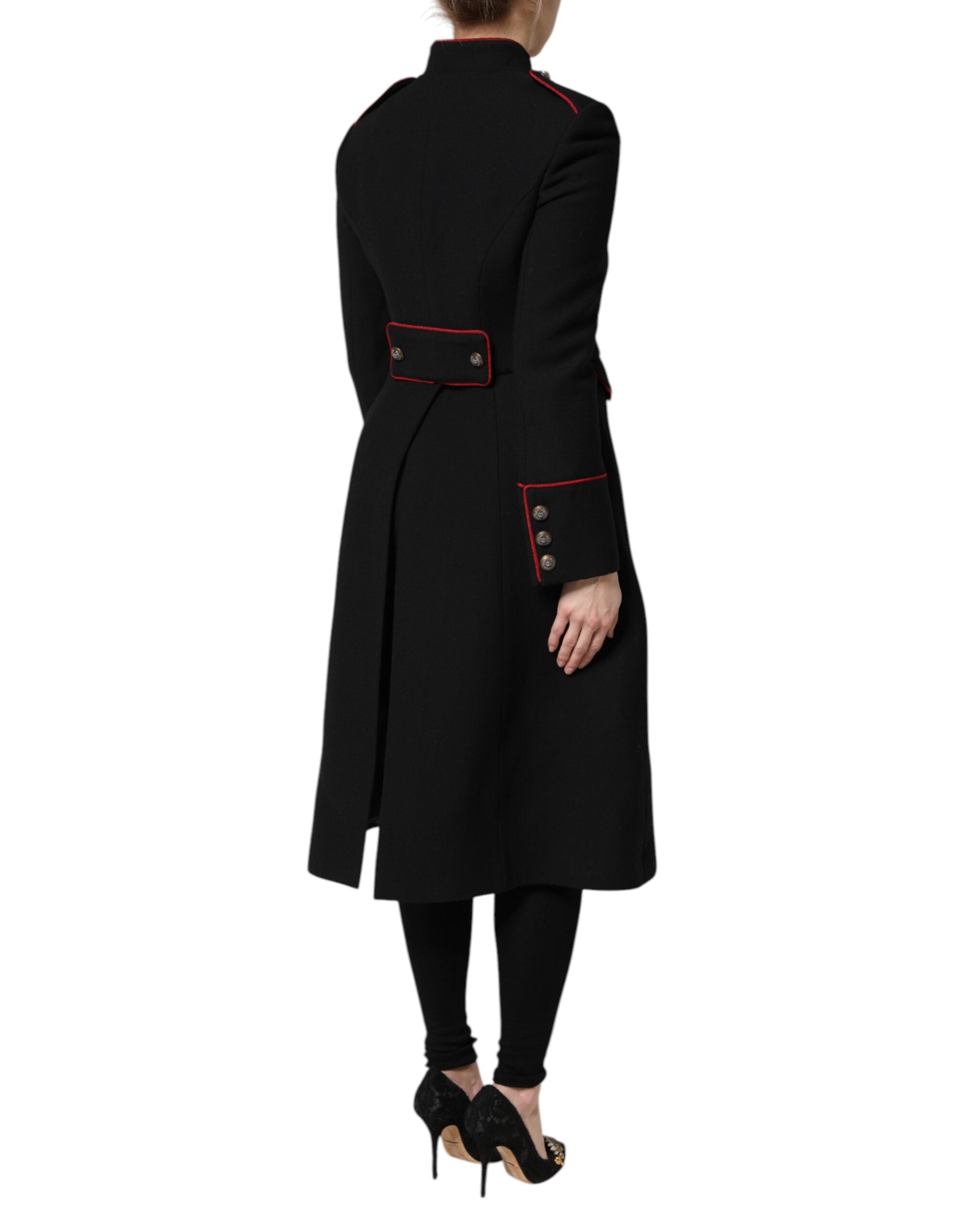 Dolce & Gabbana Black Wool Single Breasted Trench Coat Women's Jacket