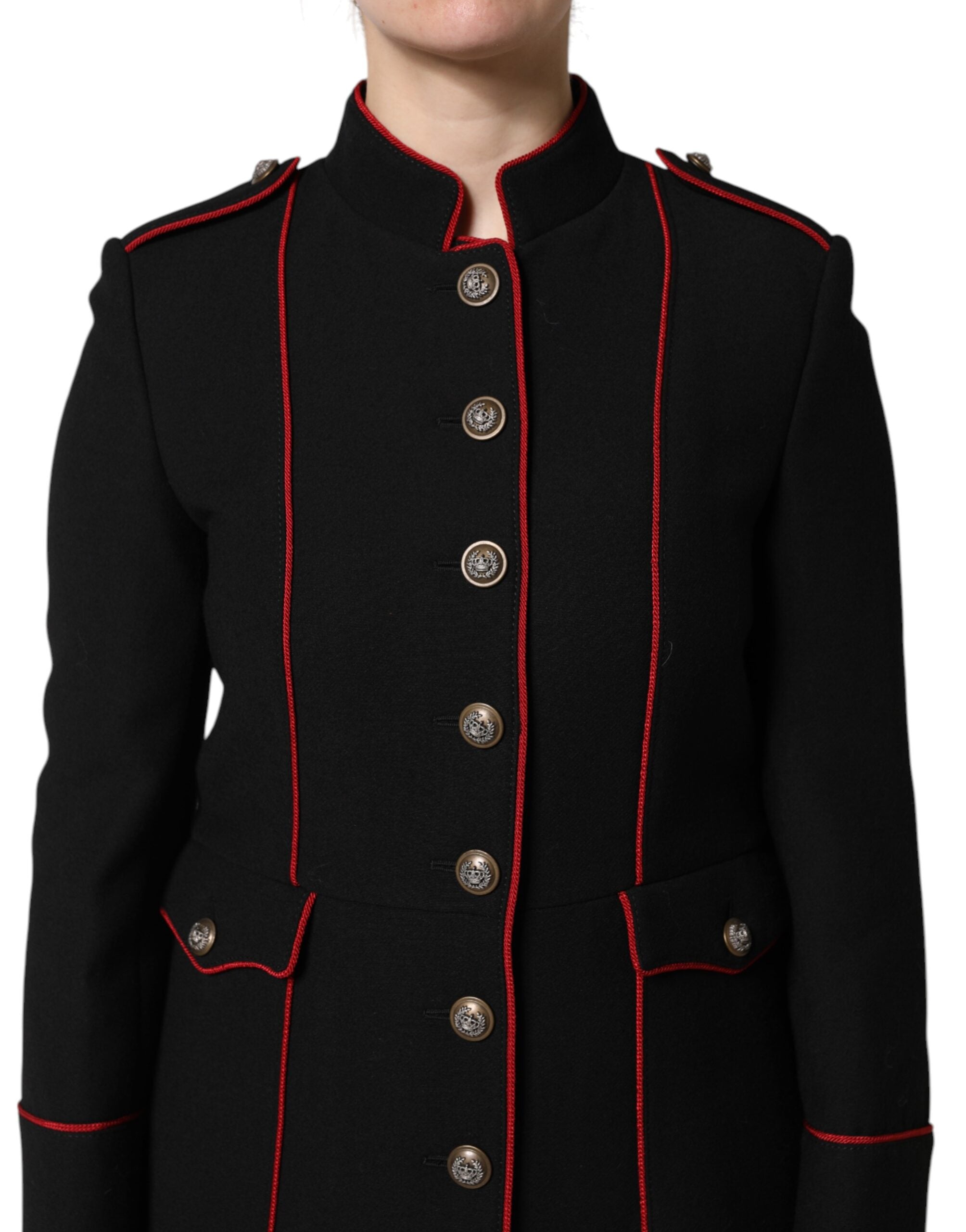 Dolce & Gabbana Black Wool Single Breasted Trench Coat Women's Jacket