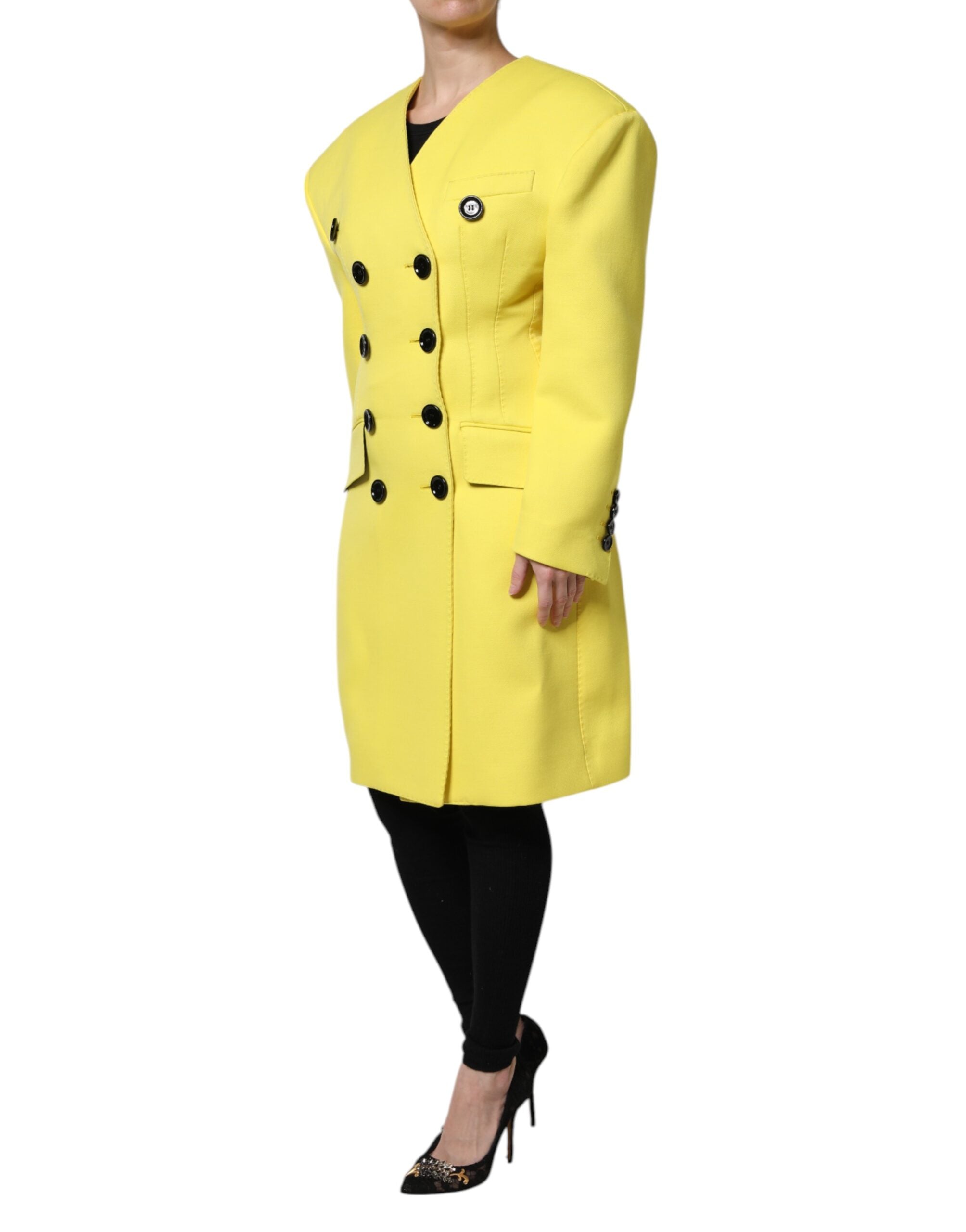 Dolce & Gabbana Yellow Double Breasted Trench Coat Women's Jacket