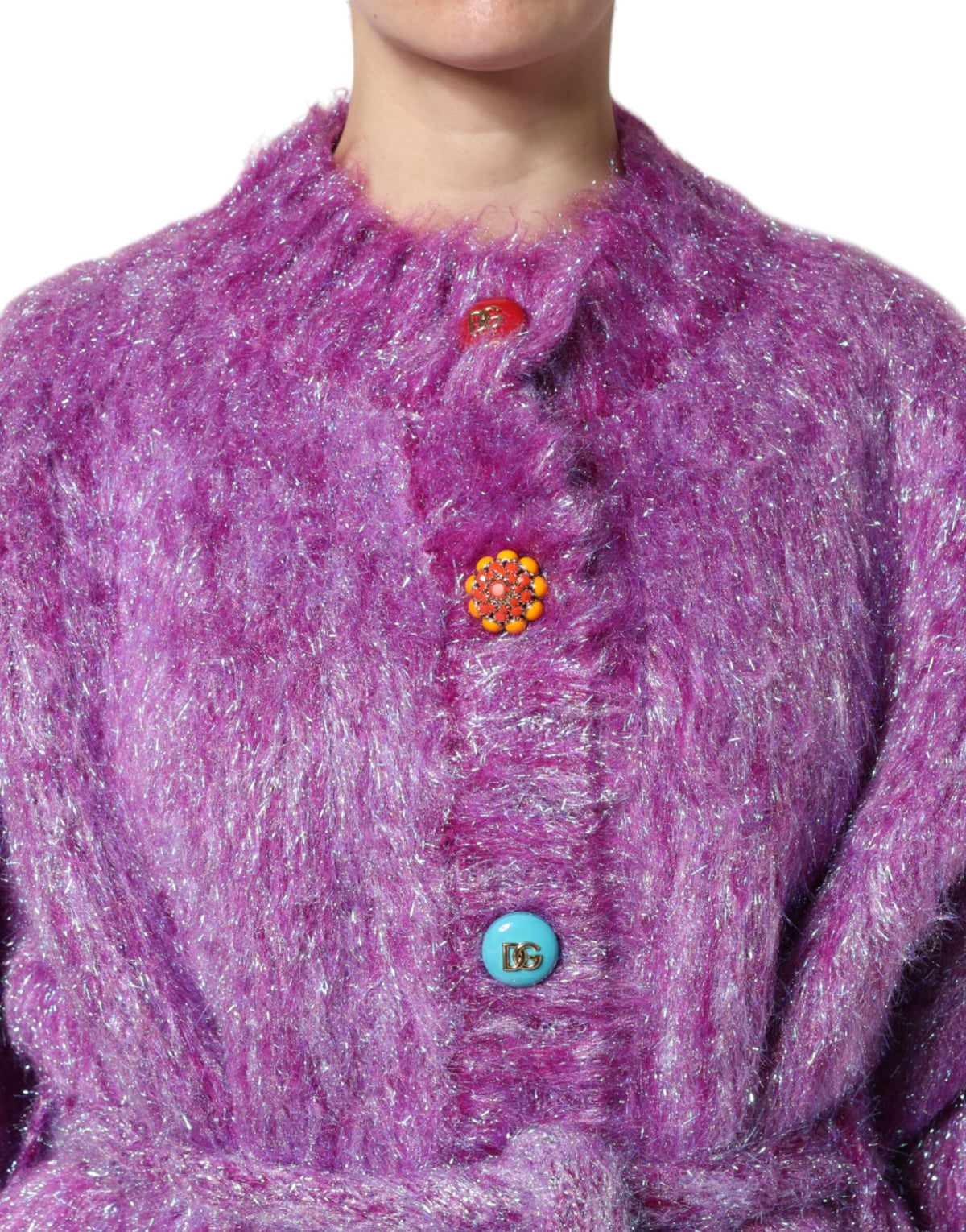 Dolce & Gabbana Purple Button Embellished Trench Coat Women's Jacket