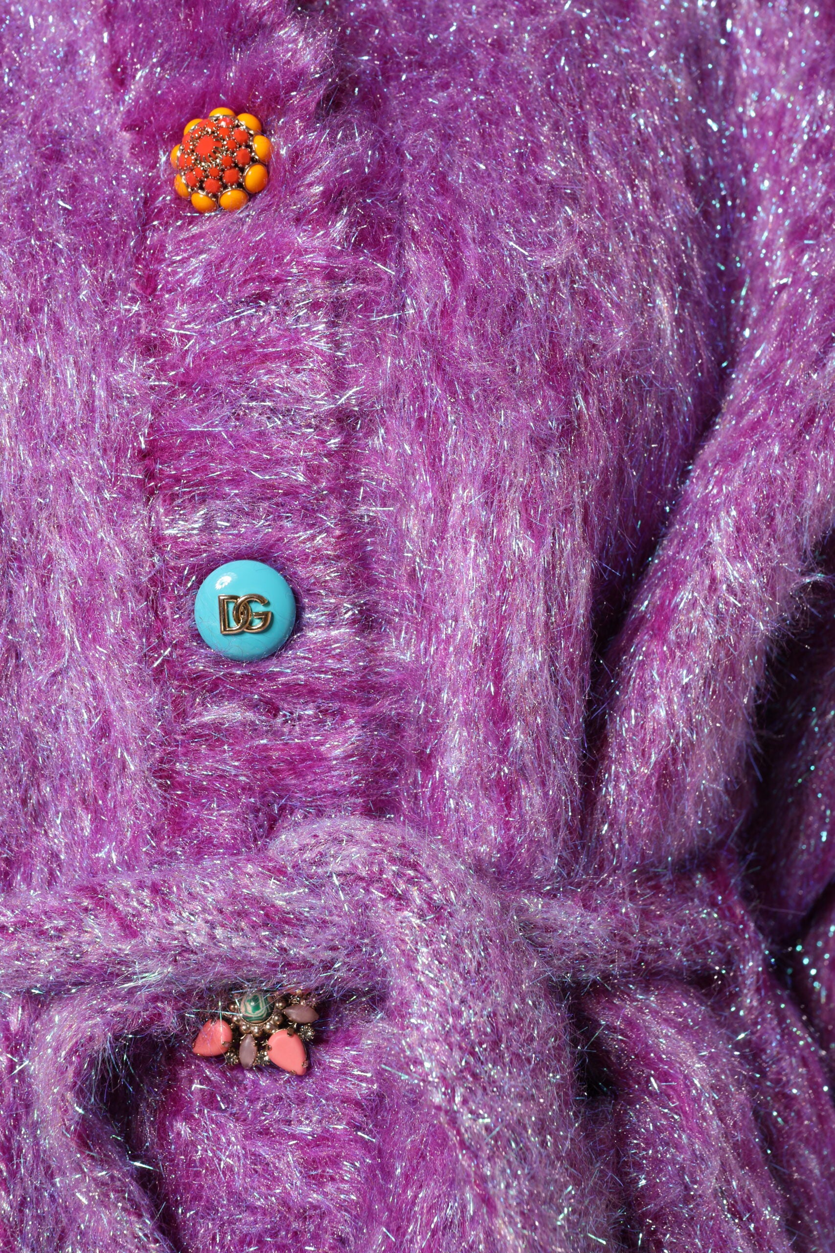 Dolce & Gabbana Purple Button Embellished Trench Coat Women's Jacket