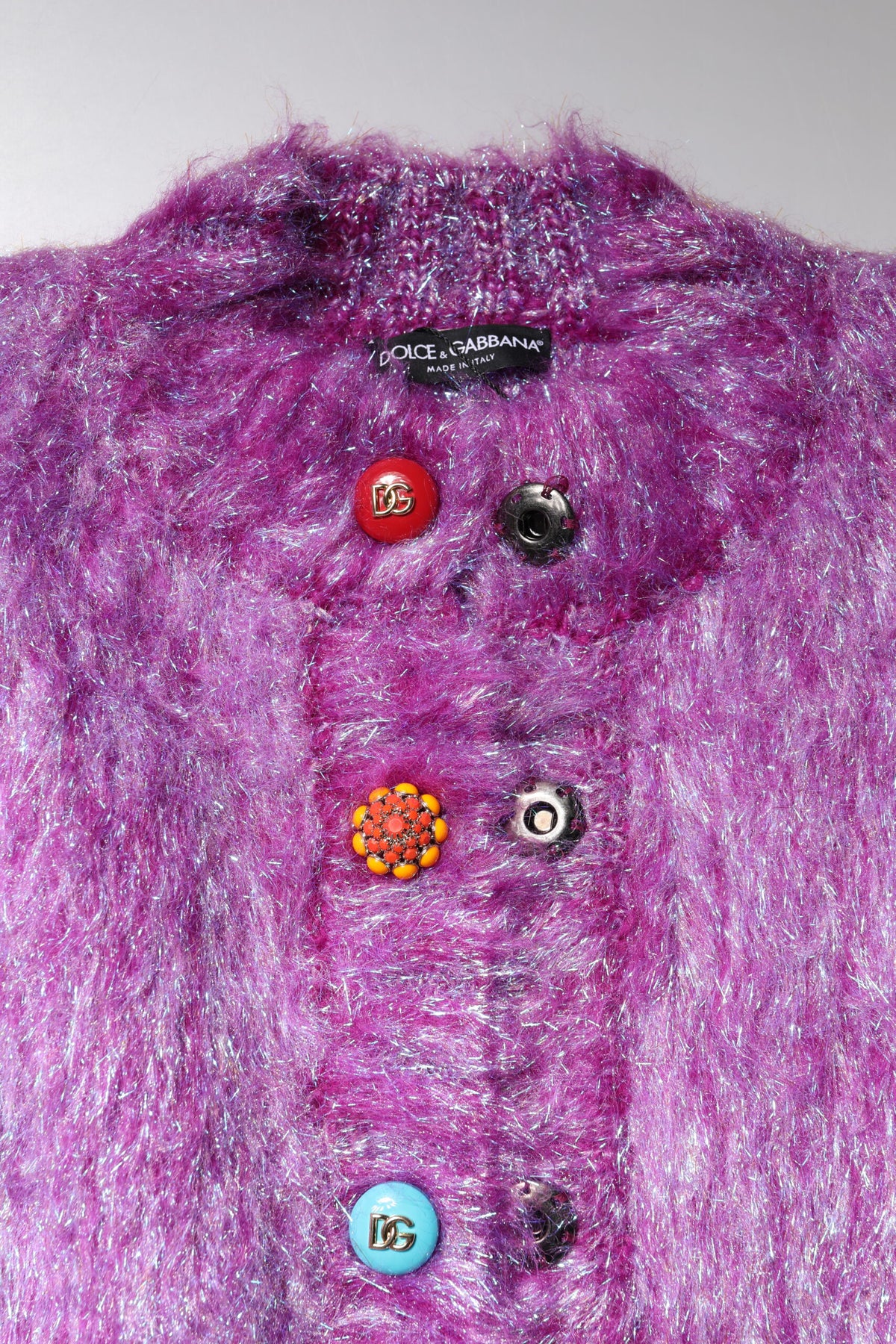 Dolce & Gabbana Purple Button Embellished Trench Coat Women's Jacket